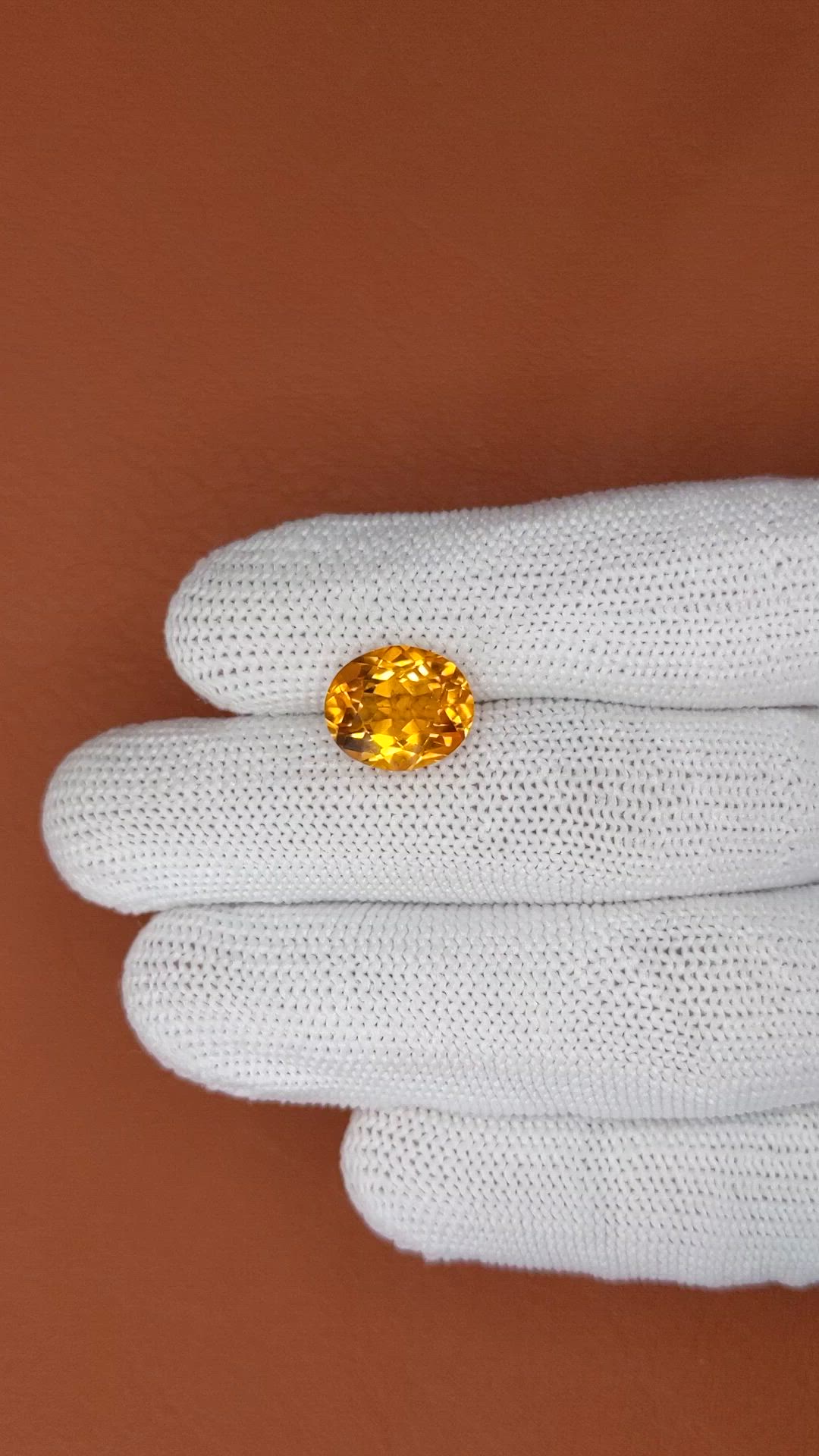 4.76 Ct. Orangish Yellow Citrine from Brazil Size Video
