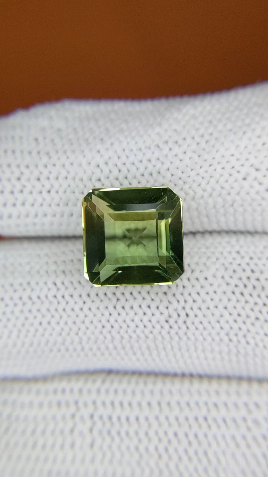 6.75 Ct. Yellowish Green Prasiolite from Brazil Size Video