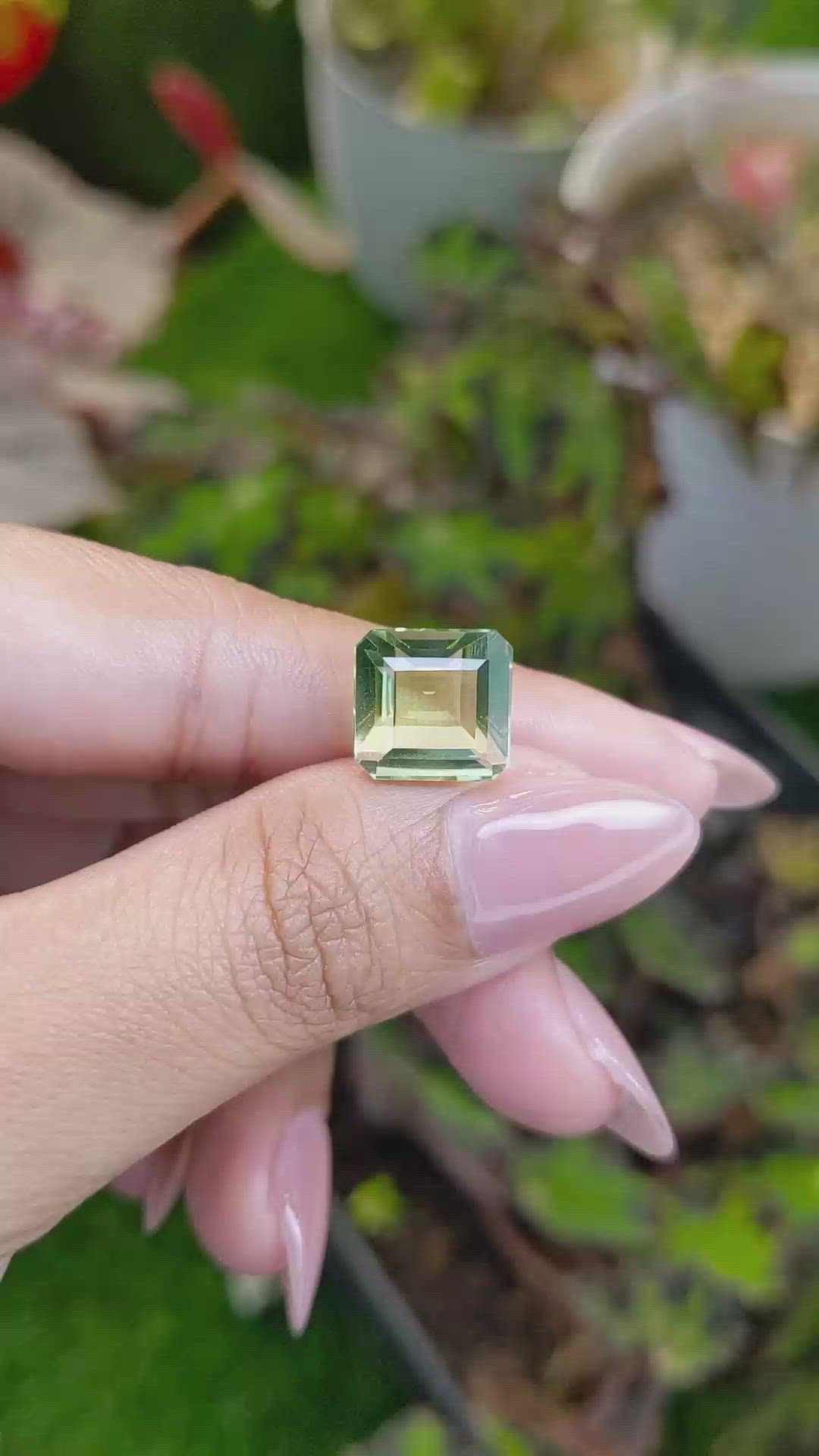 6.75 Ct. Yellowish Green Prasiolite from Brazil Size Video