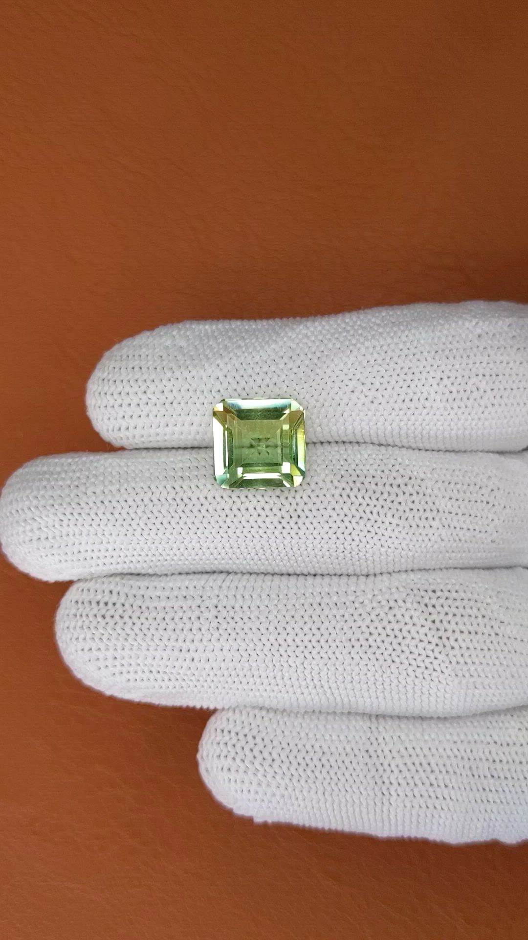 6.75 Ct. Yellowish Green Prasiolite from Brazil Size Video