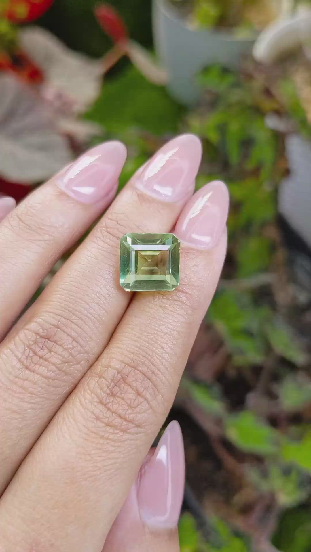 6.75 Ct. Yellowish Green Prasiolite from Brazil Size Video