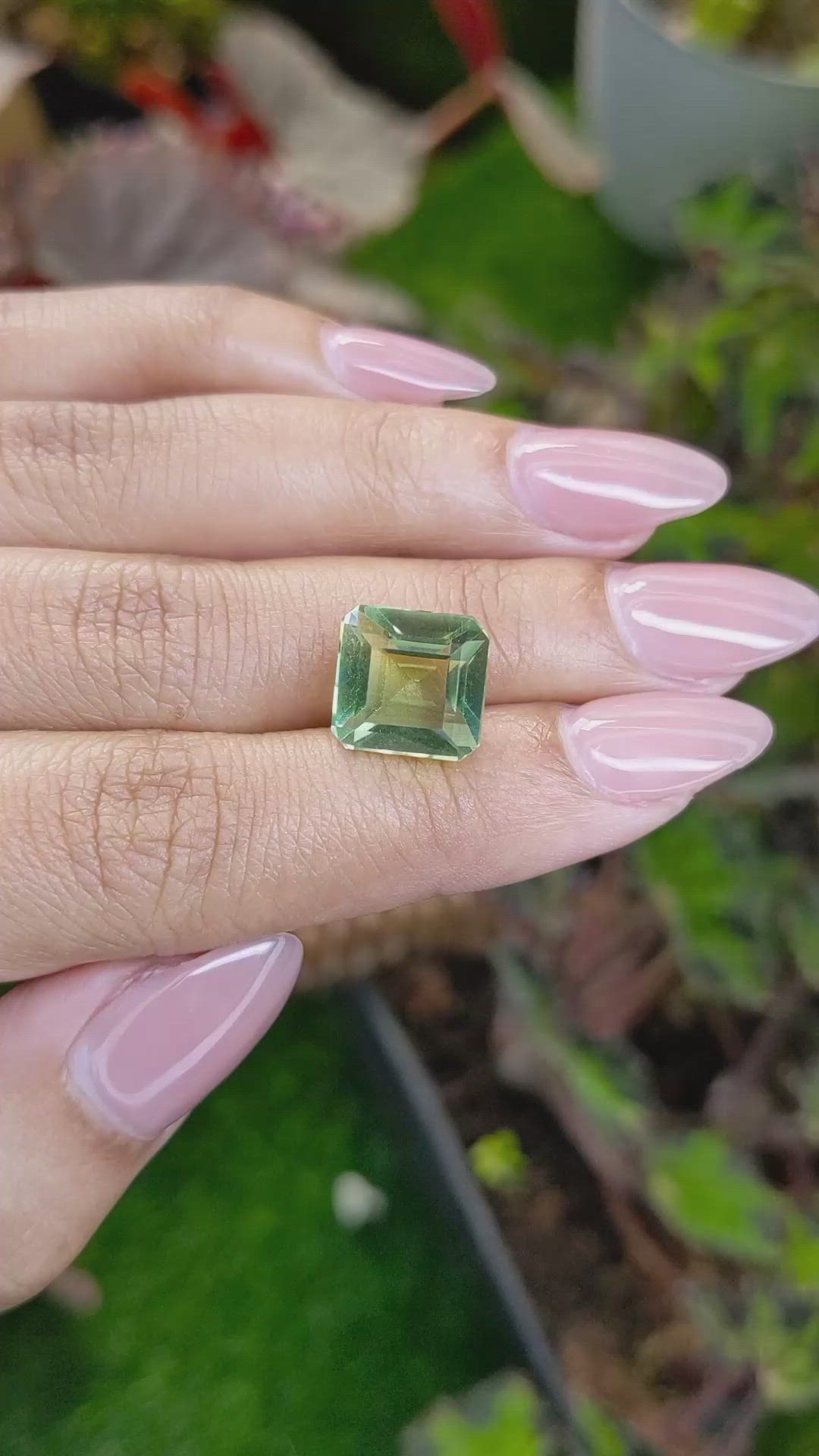 6.75 Ct. Yellowish Green Prasiolite from Brazil Size Video