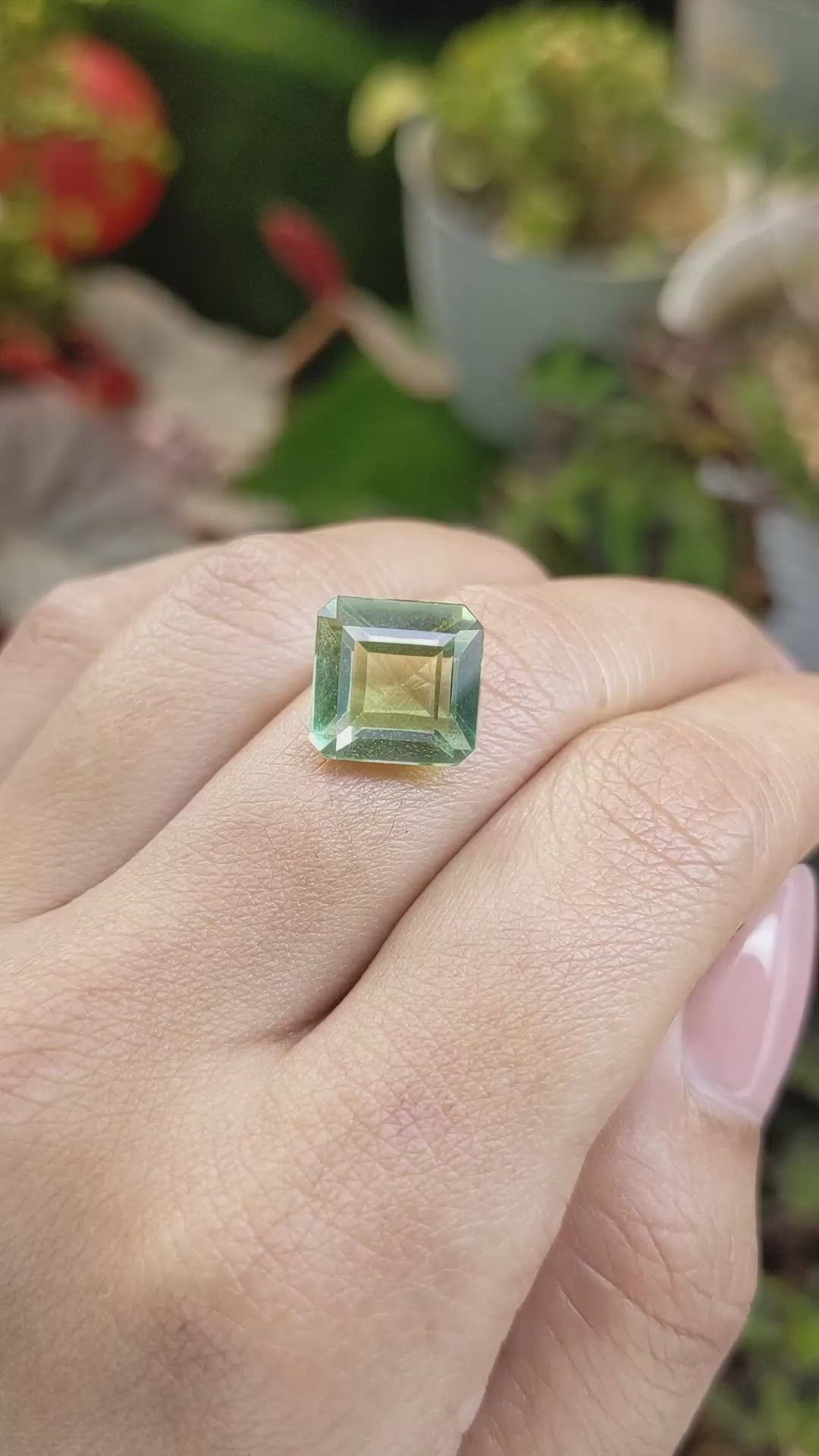 6.75 Ct. Yellowish Green Prasiolite from Brazil Size Video