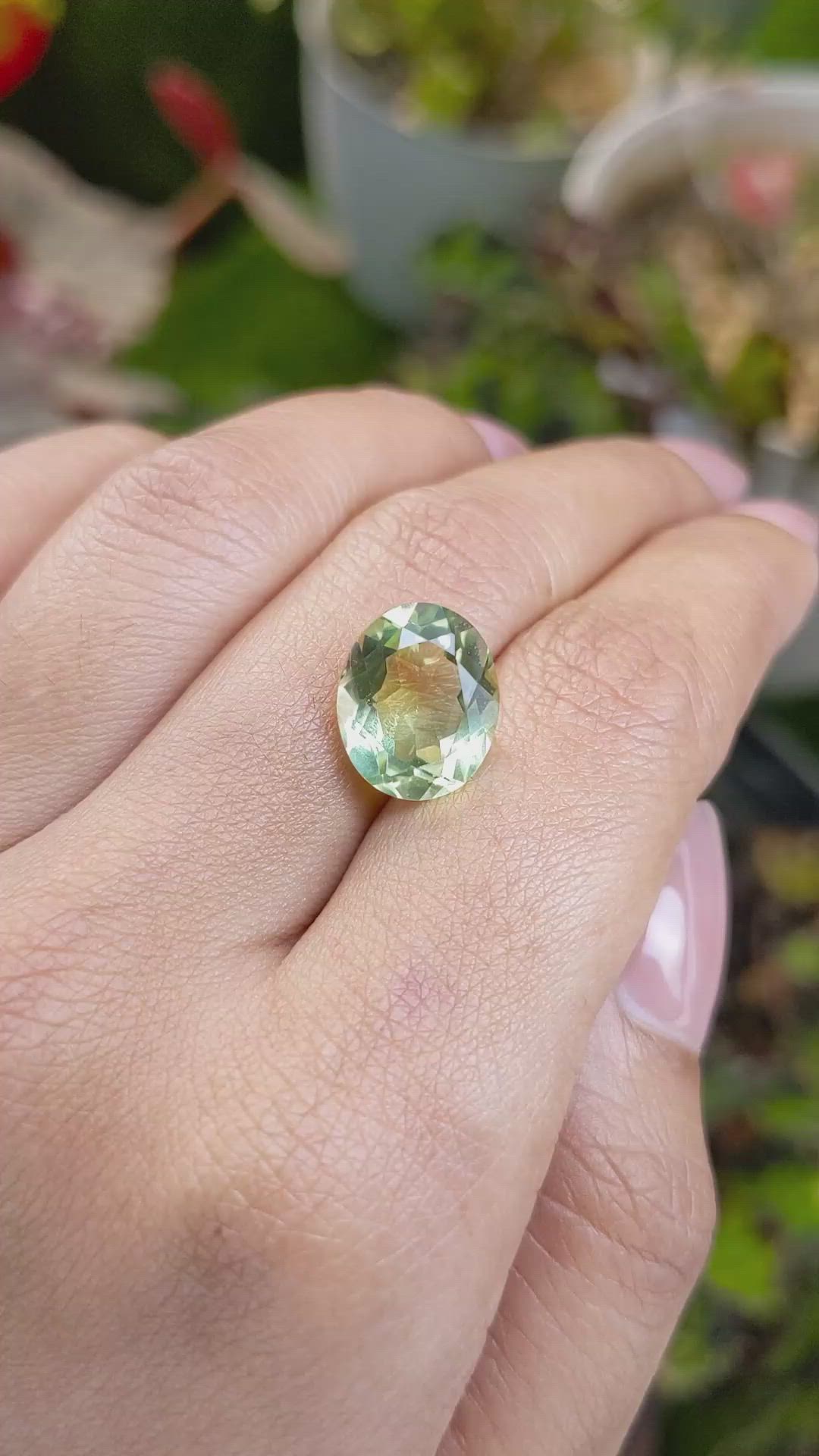 5.35 Ct. Yellowish Green Prasiolite from Brazil Size Video