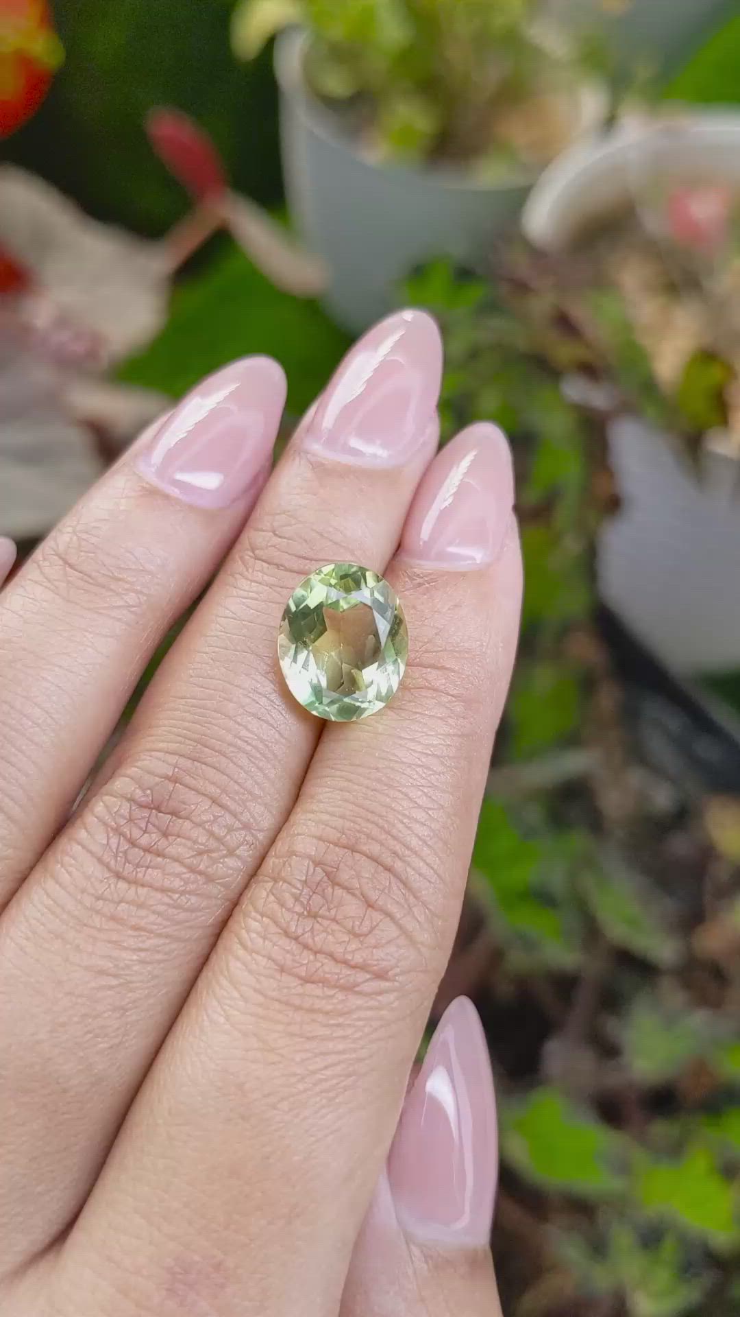 5.35 Ct. Yellowish Green Prasiolite from Brazil Size Video