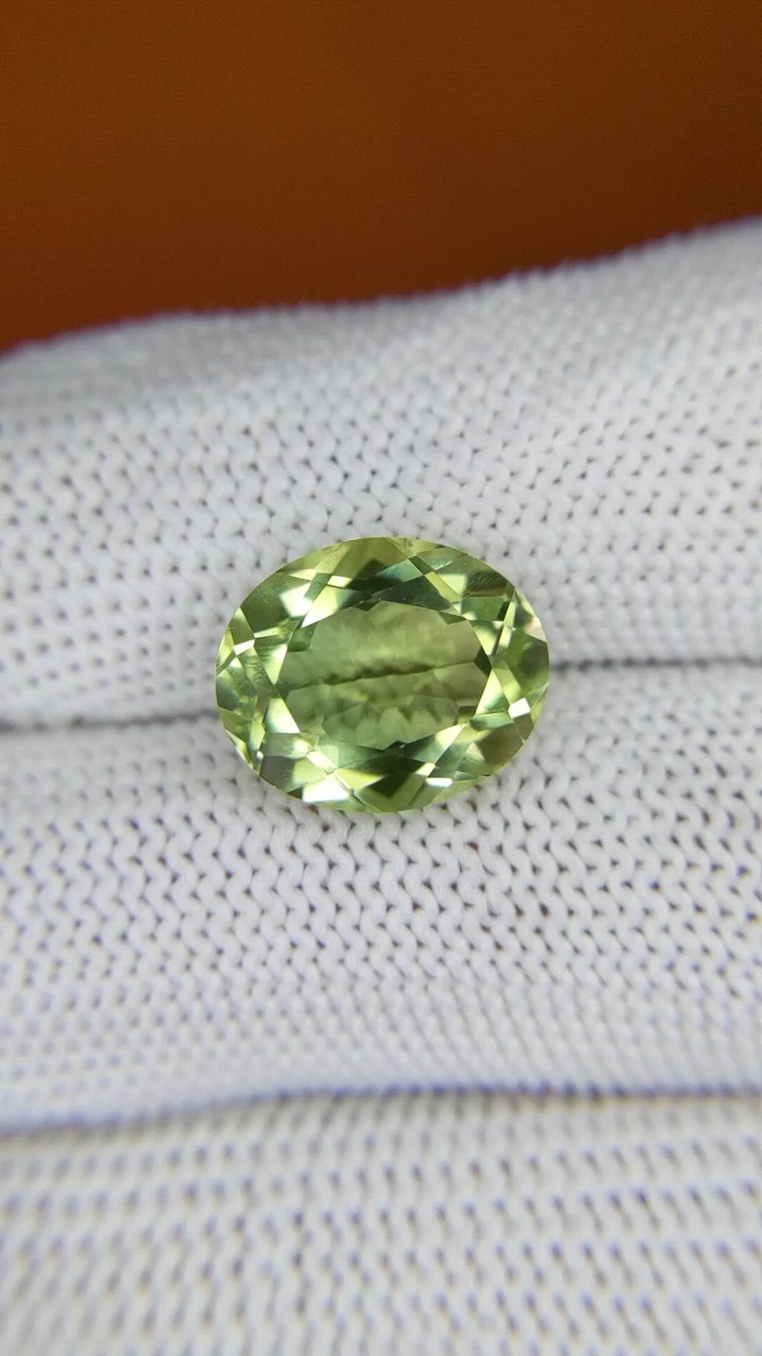 5.35 Ct. Yellowish Green Prasiolite from Brazil Size Video
