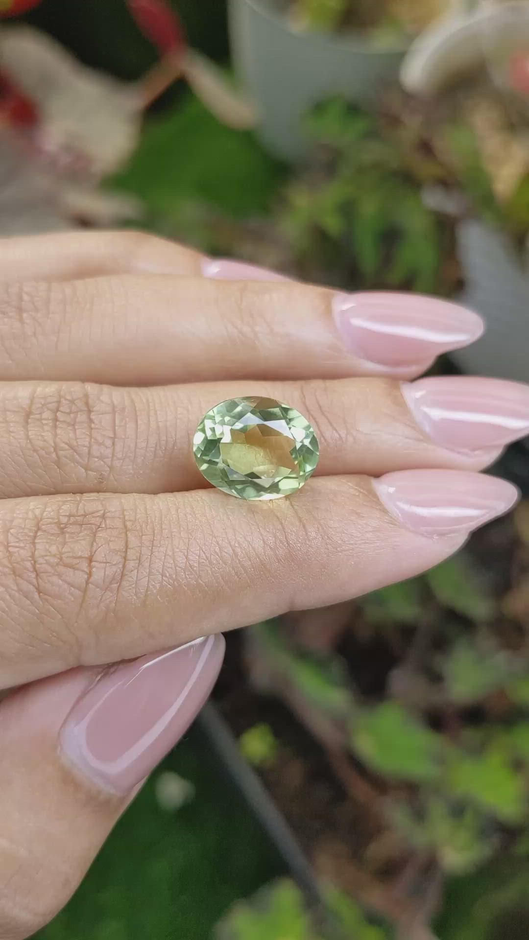 5.35 Ct. Yellowish Green Prasiolite from Brazil Size Video