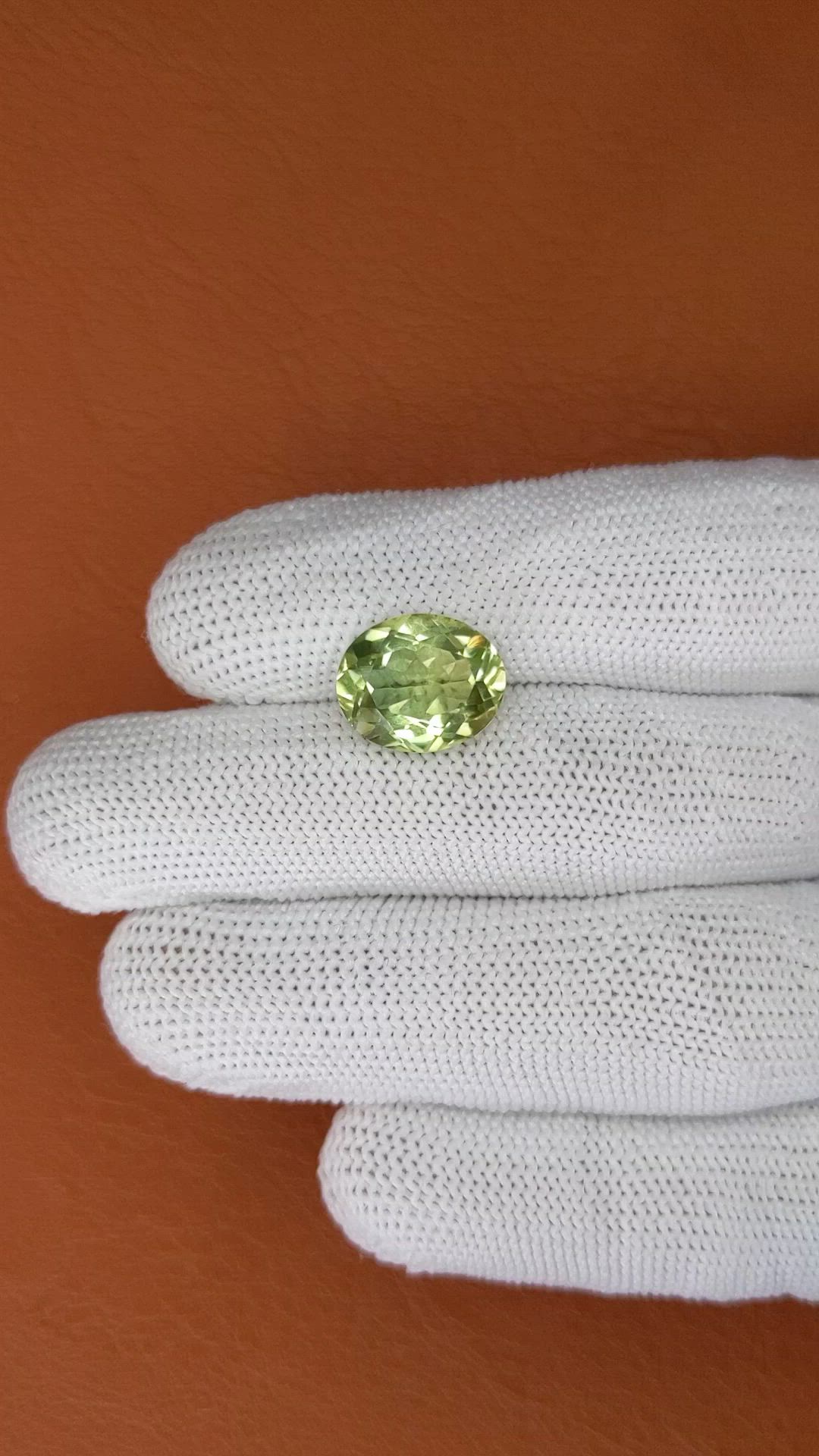 5.35 Ct. Yellowish Green Prasiolite from Brazil Size Video