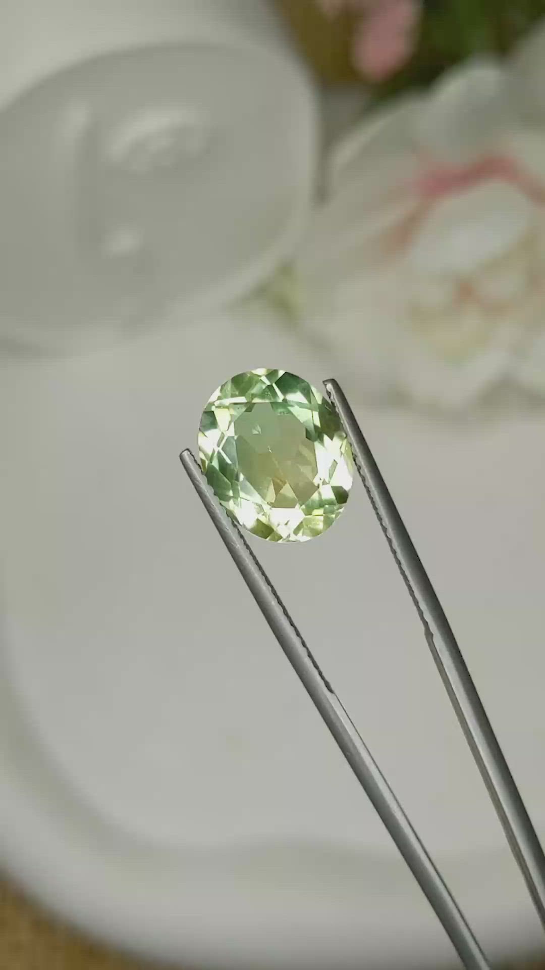 5.35 Ct. Yellowish Green Prasiolite from Brazil Size Video