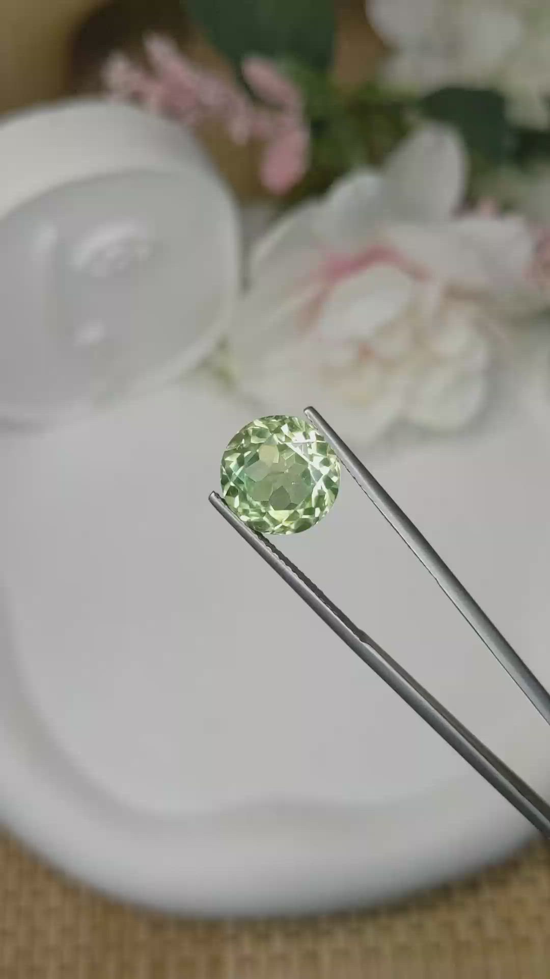 5.56 Ct. Yellowish Green Prasiolite from Brazil Size Video