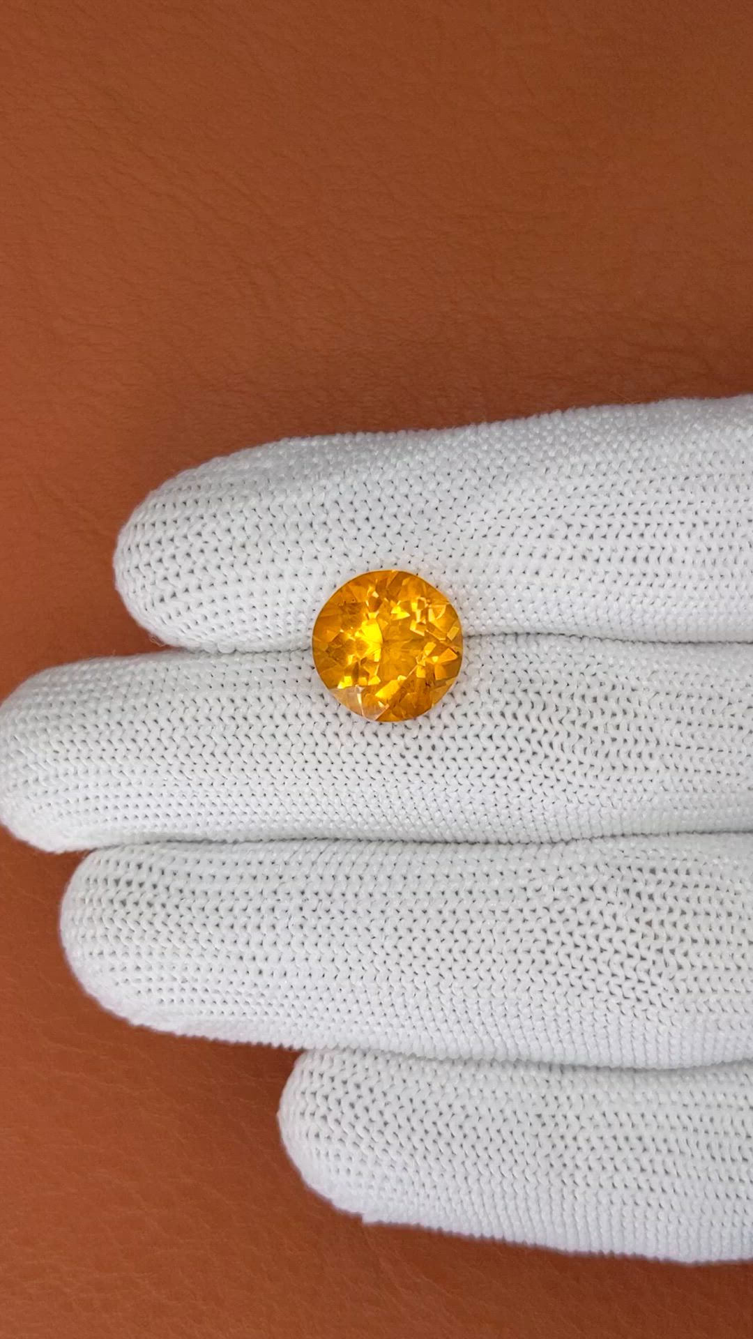 5.59 Ct. Orangish Yellow Citrine from Brazil Size Video