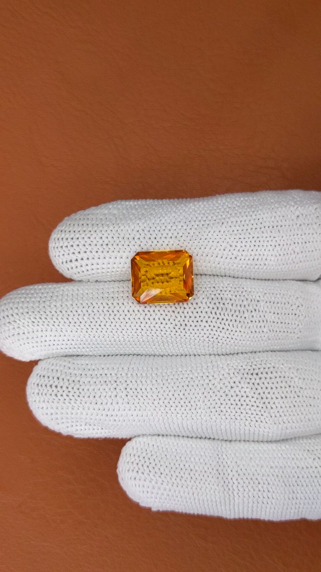 7.28 Ct. Orangish Yellow Citrine from Brazil Size Video