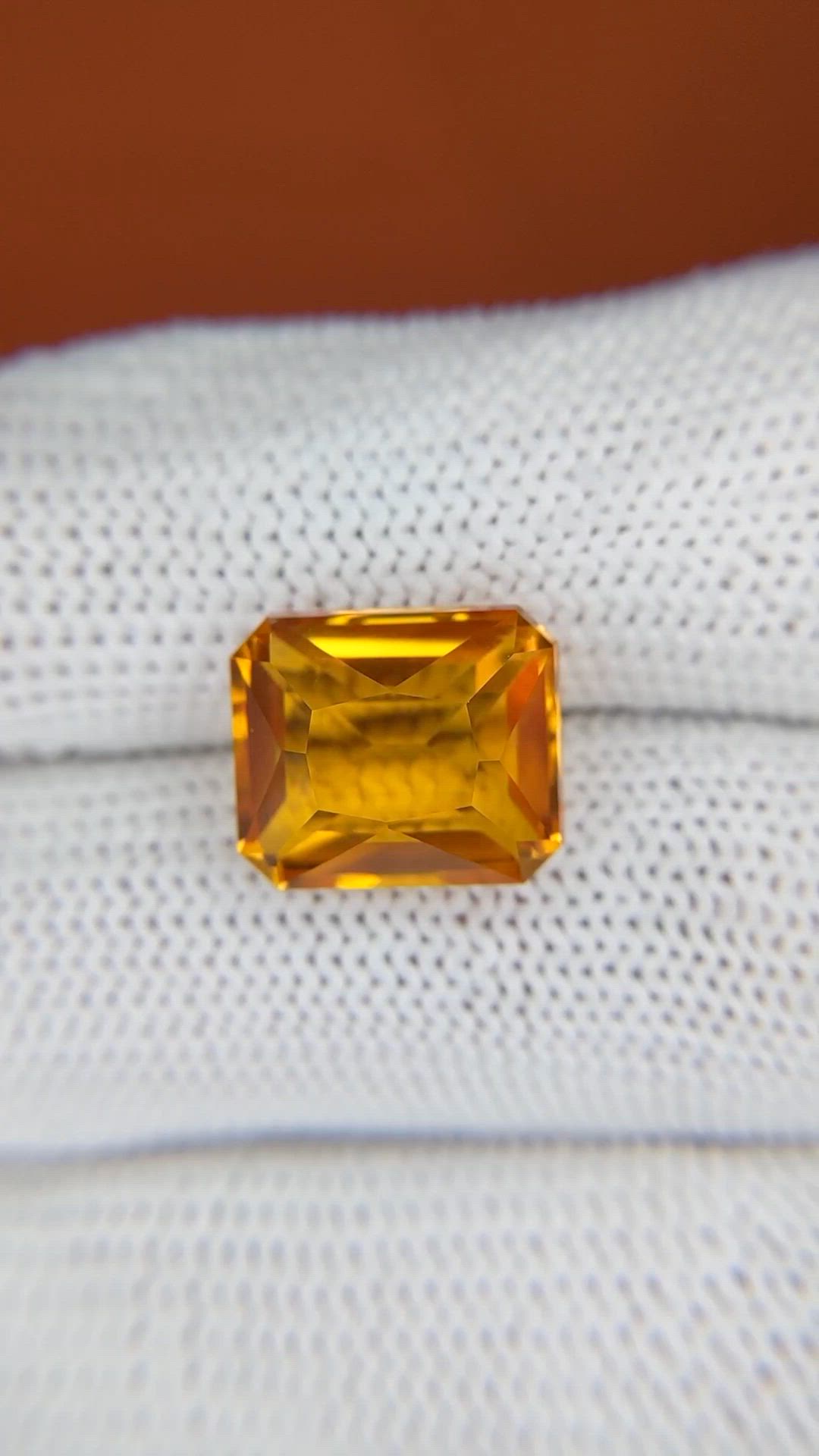 7.28 Ct. Orangish Yellow Citrine from Brazil Size Video