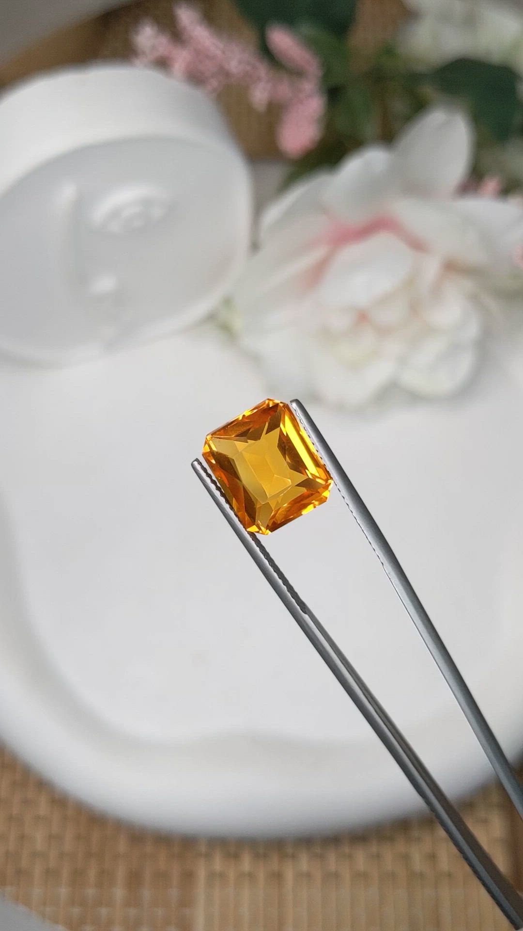 7.28 Ct. Orangish Yellow Citrine from Brazil Size Video
