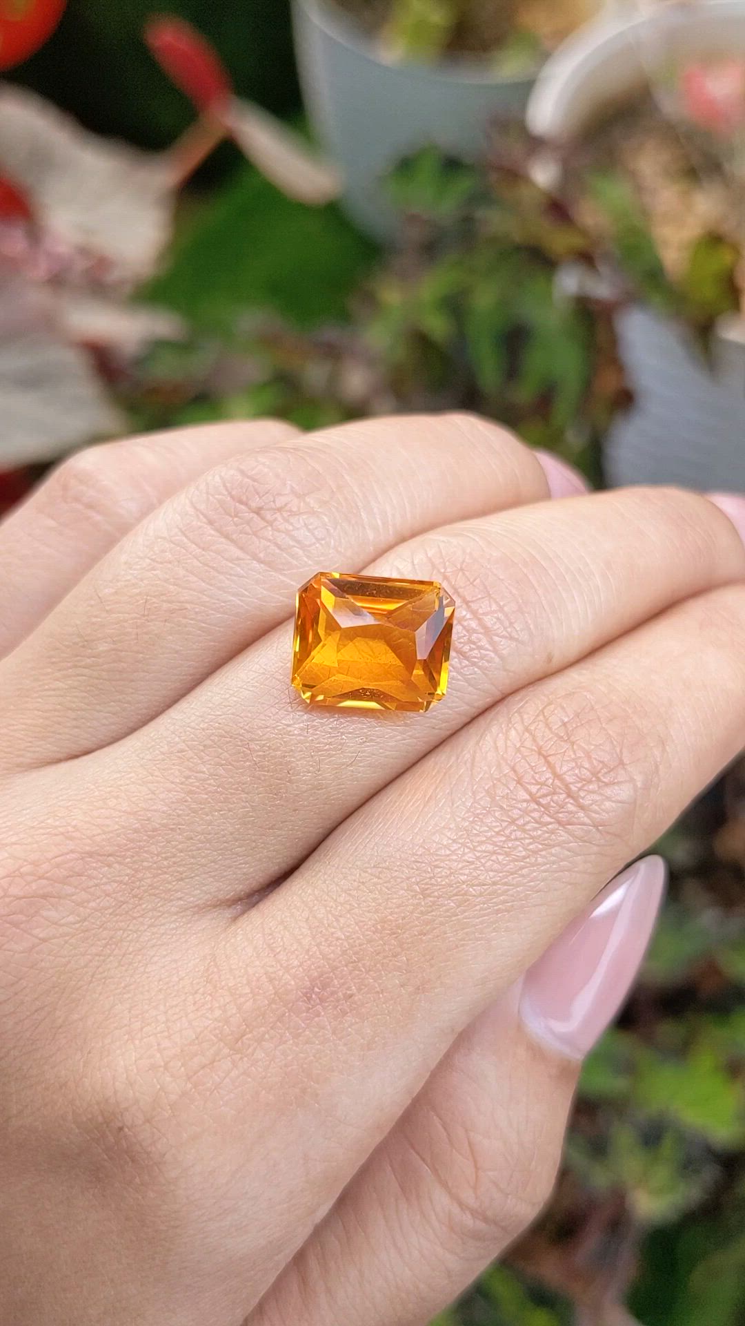 7.28 Ct. Orangish Yellow Citrine from Brazil Size Video