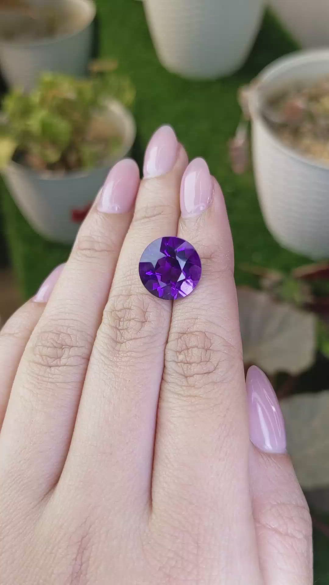 8.36 Ct. Purple Amethyst from Brazil Size Video