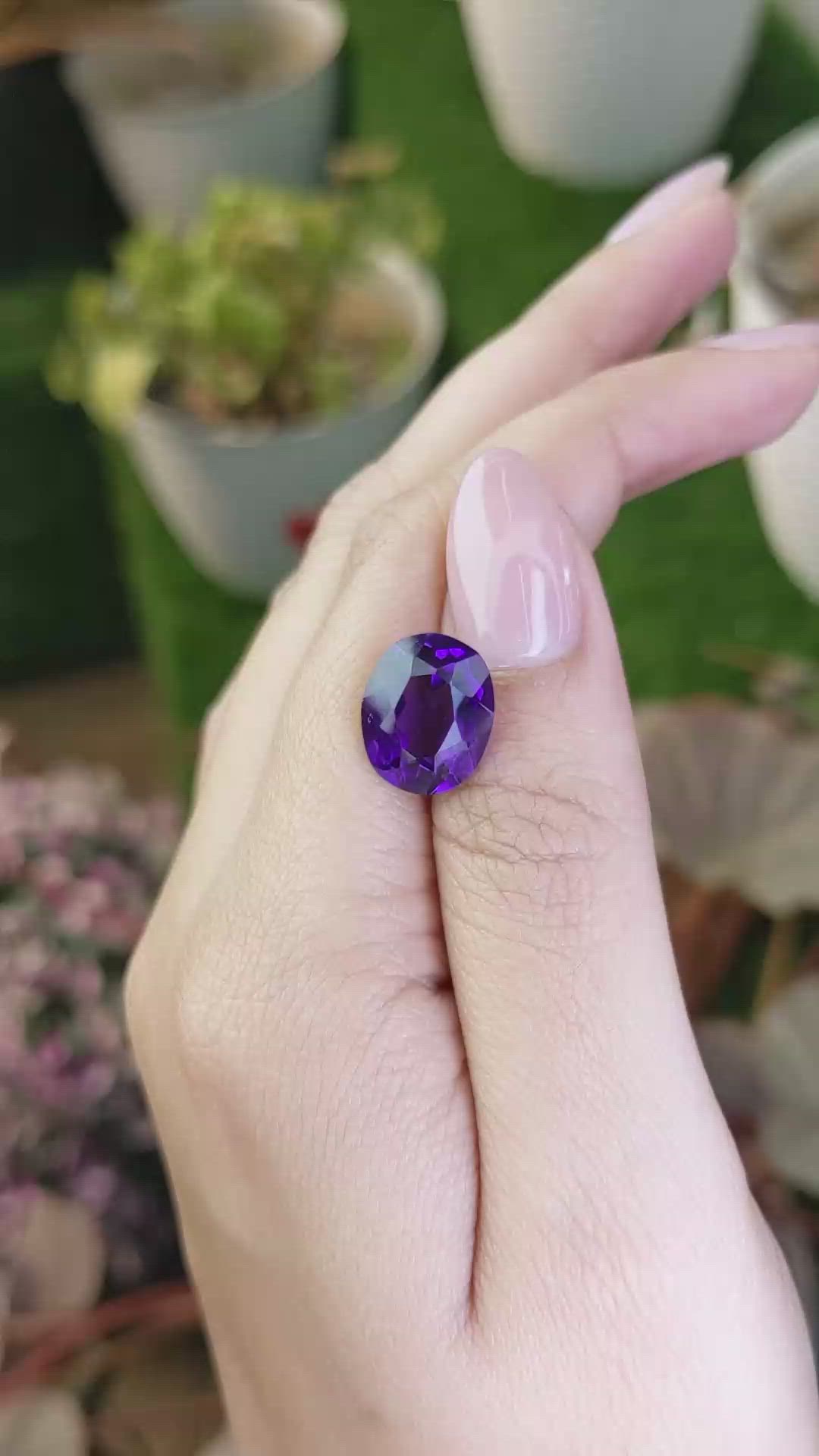 5.92 Ct. Purple Amethyst from Brazil Size Video