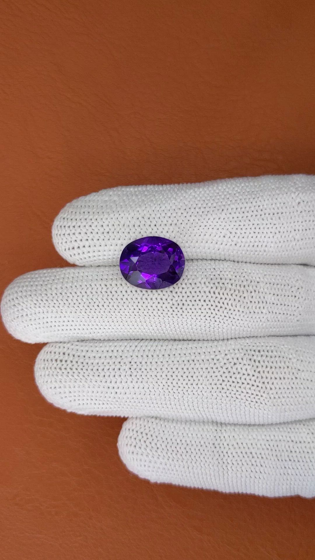 5.92 Ct. Purple Amethyst from Brazil Size Video