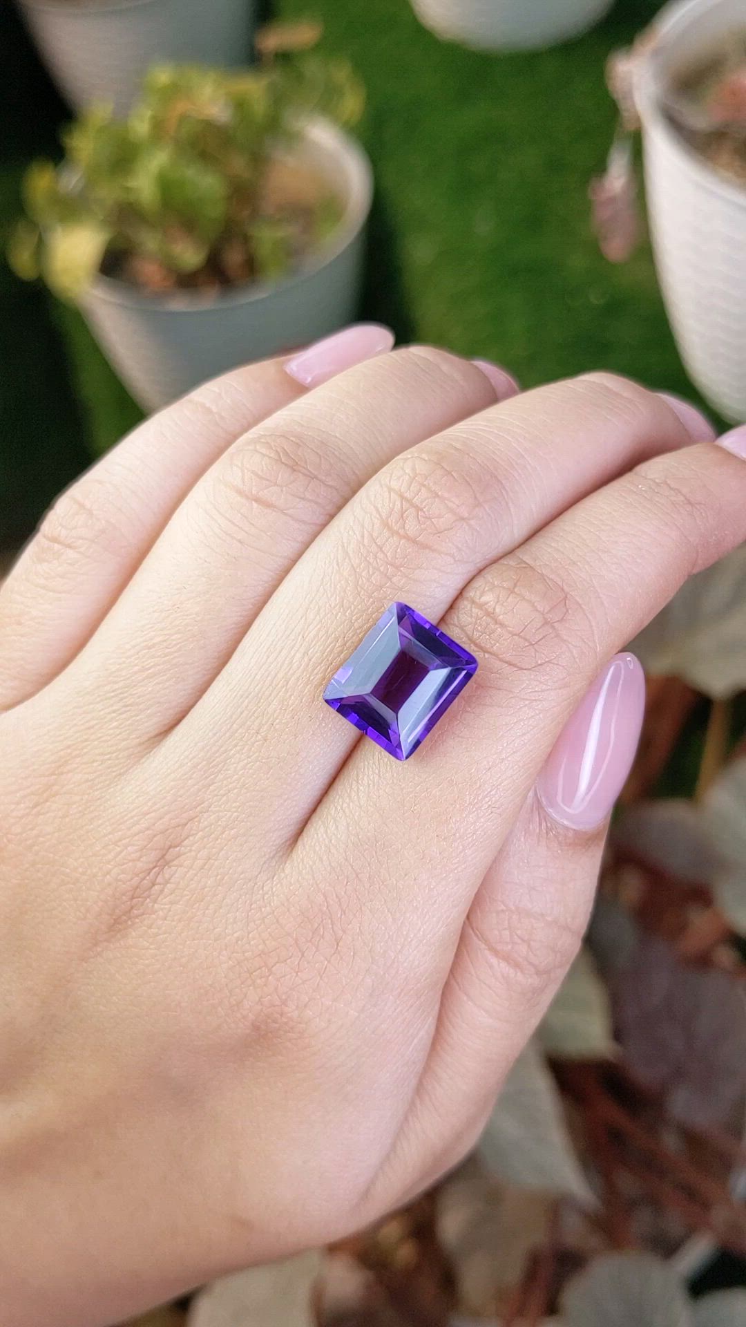 7.17 Ct. Purple Amethyst from Brazil Size Video