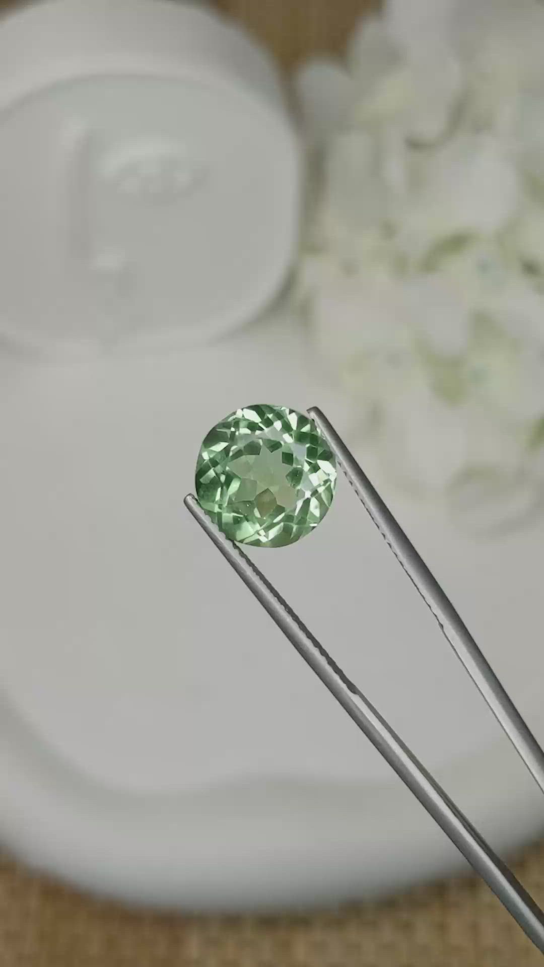 5.26 Ct. Yellowish Green Prasiolite from Brazil Size Video