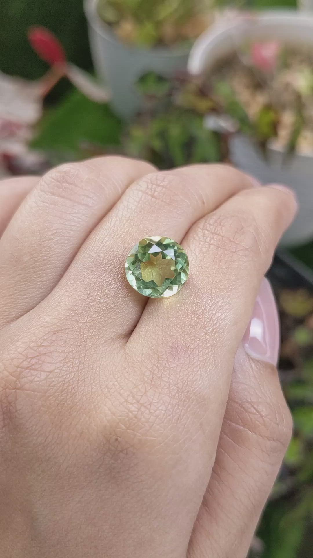 5.57 Ct. Yellowish Green Prasiolite from Brazil Size Video