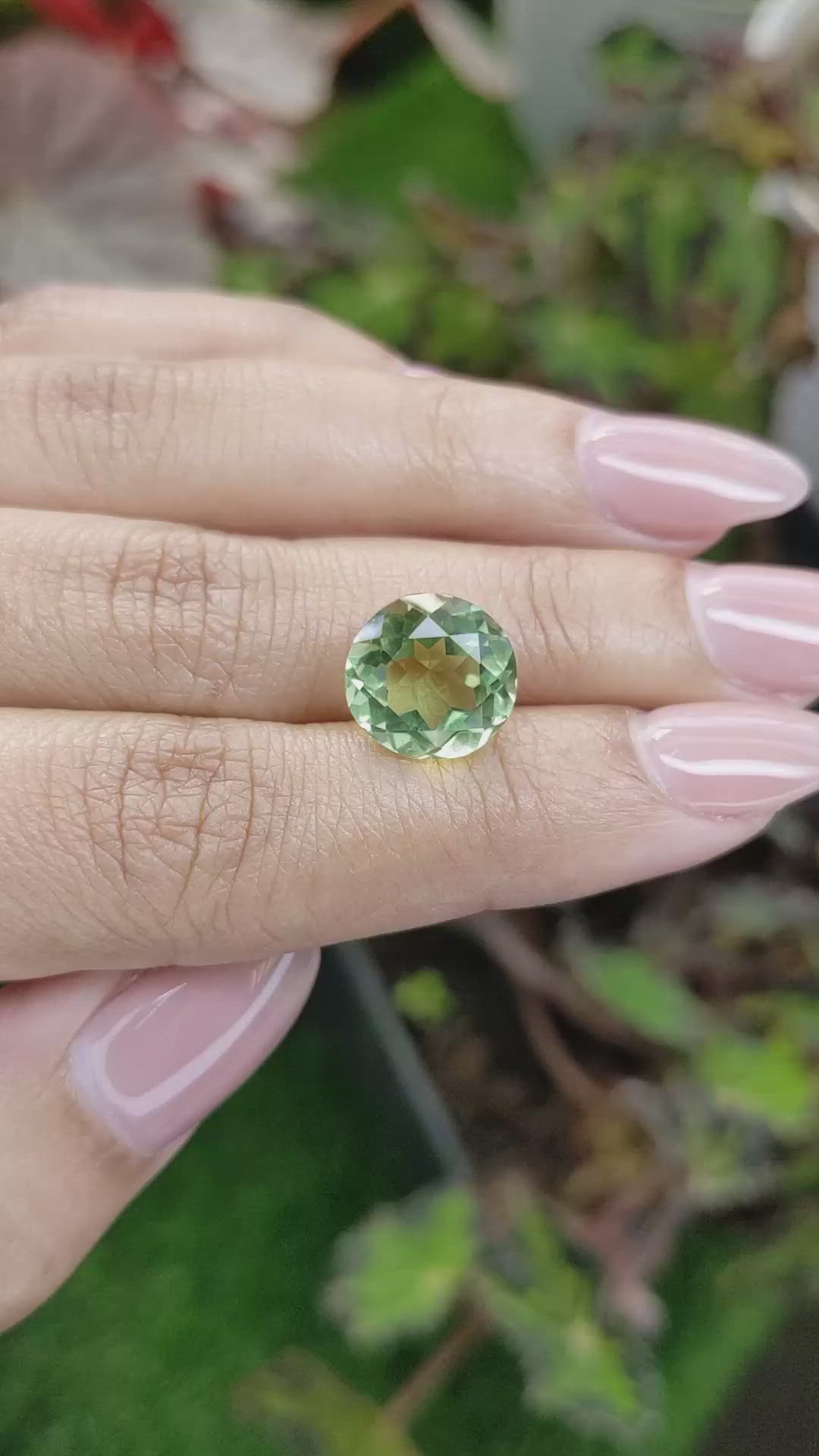 5.57 Ct. Yellowish Green Prasiolite from Brazil Size Video