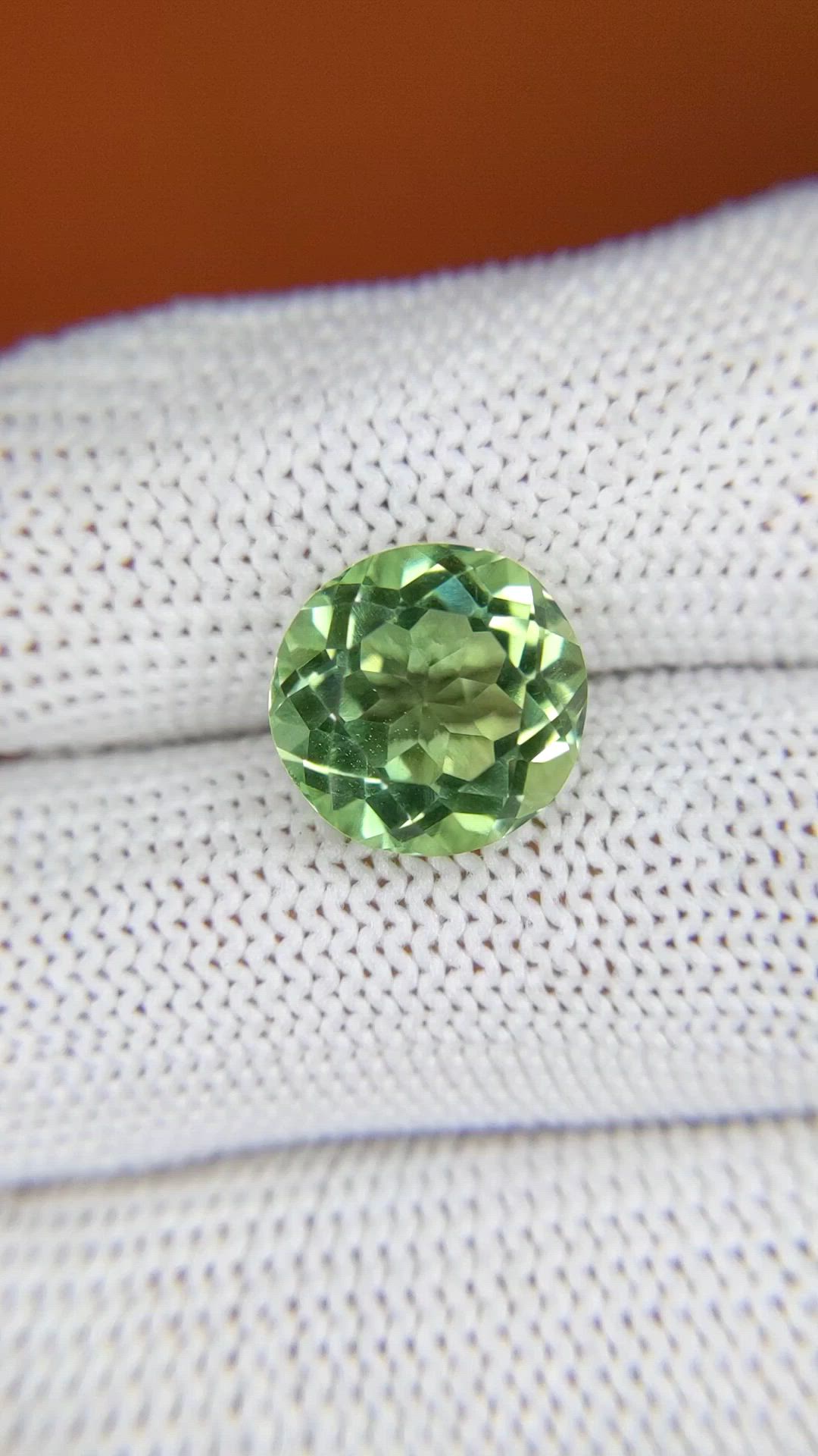 5.57 Ct. Yellowish Green Prasiolite from Brazil Size Video