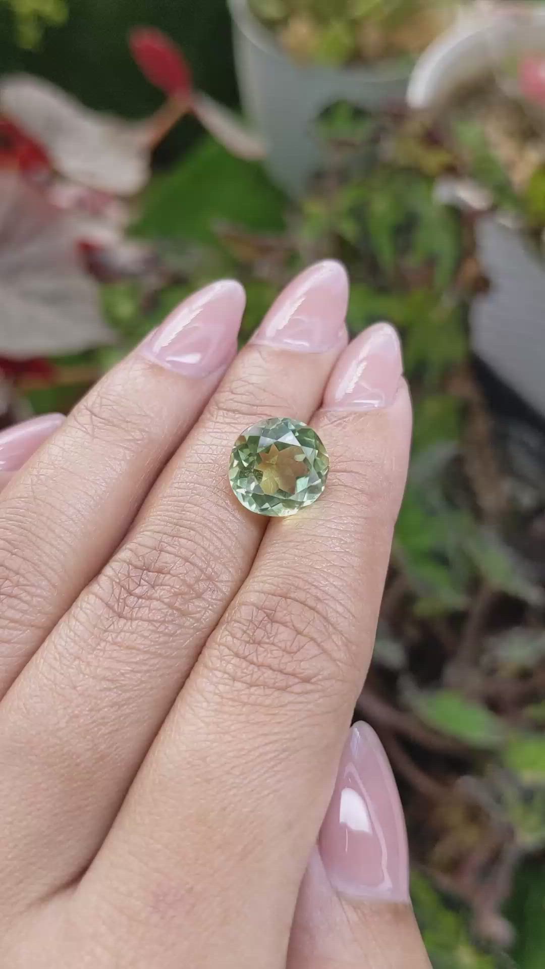 5.57 Ct. Yellowish Green Prasiolite from Brazil Size Video
