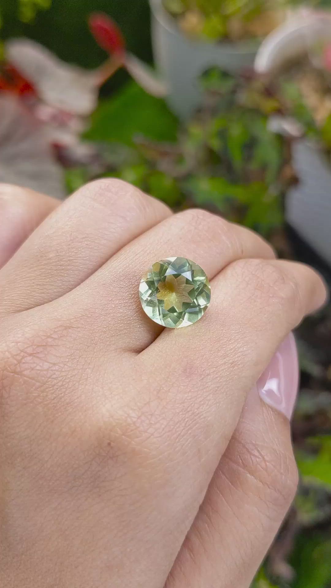 6.19 Ct. Yellowish Green Prasiolite from Brazil Size Video