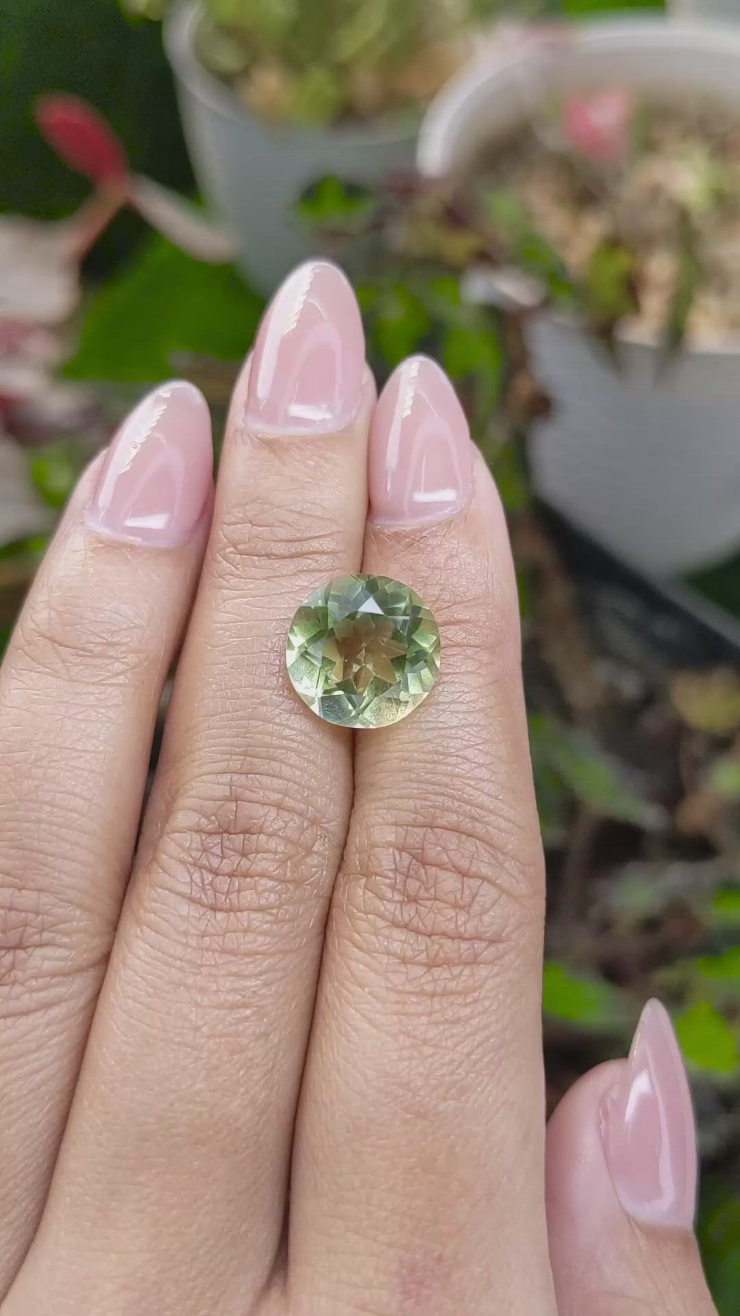 6.19 Ct. Yellowish Green Prasiolite from Brazil Size Video