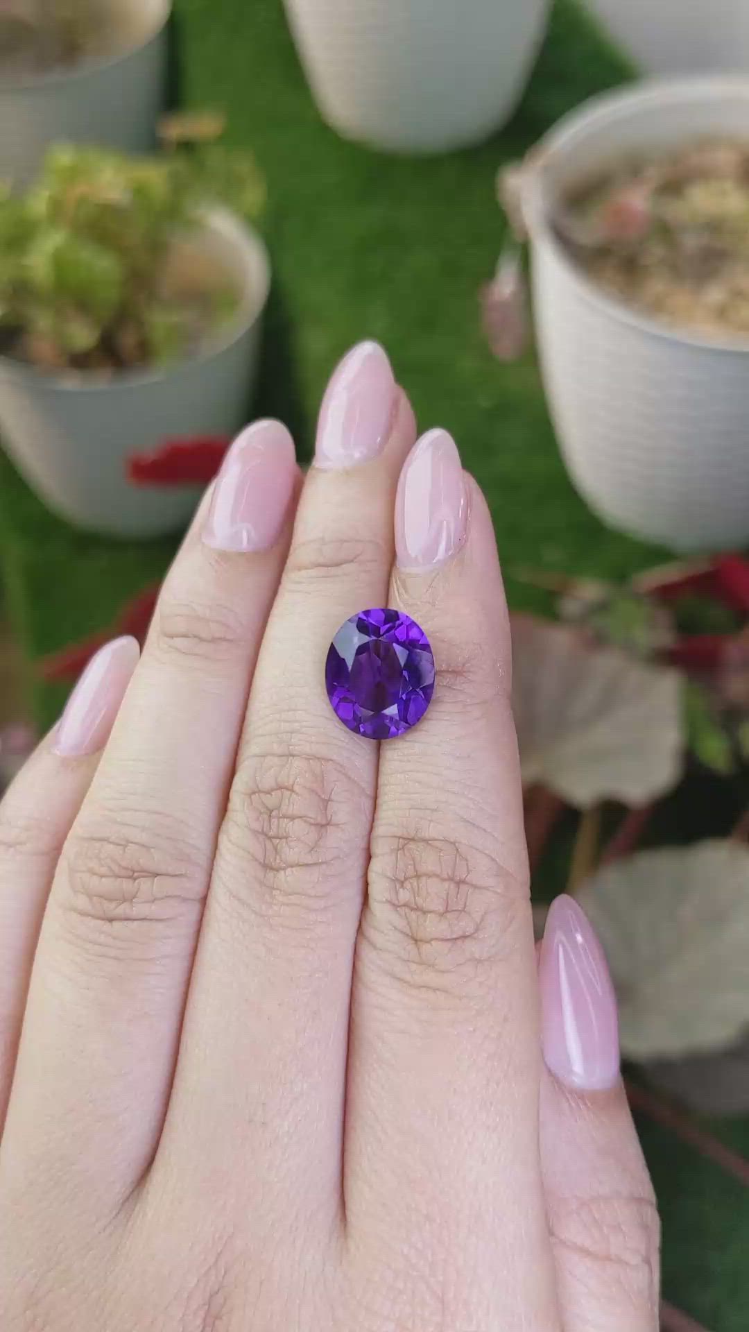 5.36 Ct. Purple Amethyst from Brazil Size Video