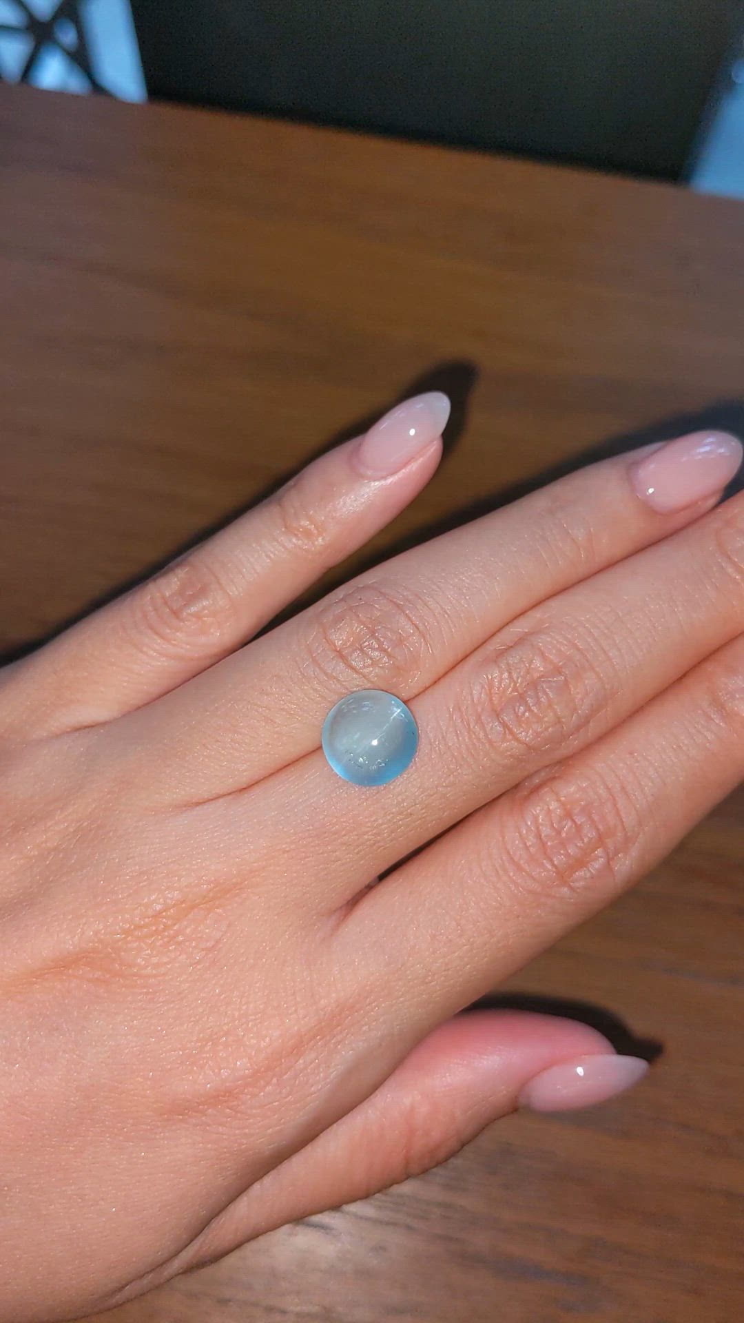 4.42 Ct. Blue Cabochon Aquamarine from Brazil Size Video