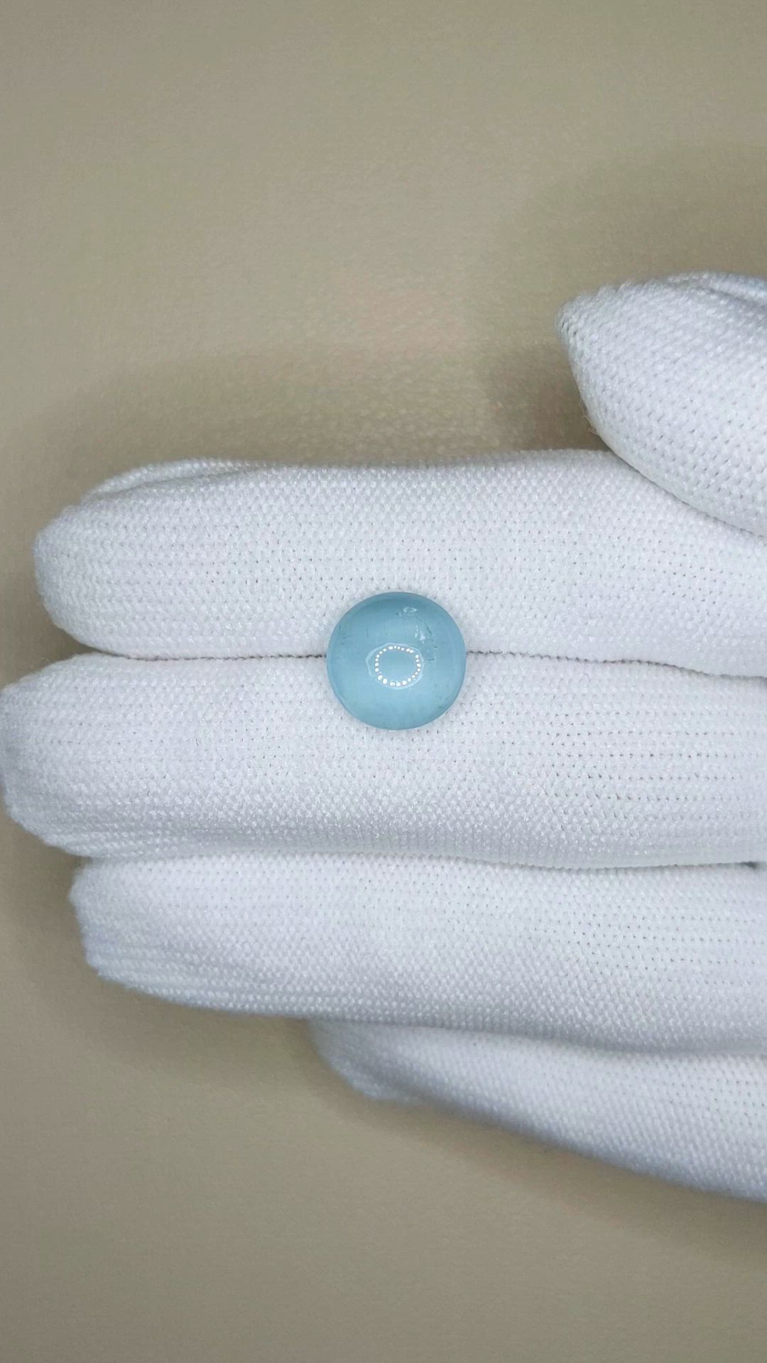 4.42 Ct. Blue Cabochon Aquamarine from Brazil Size Video