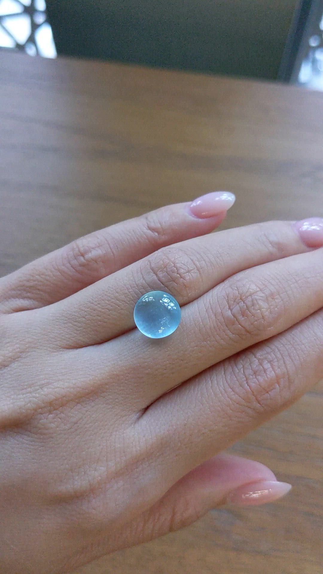 4.42 Ct. Blue Cabochon Aquamarine from Brazil Size Video