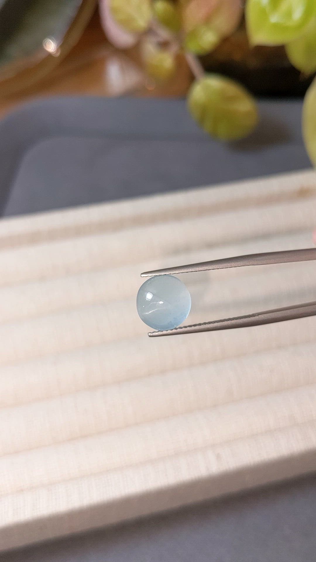 3.85 Ct. Blue Cabochon Aquamarine from Brazil Size Video