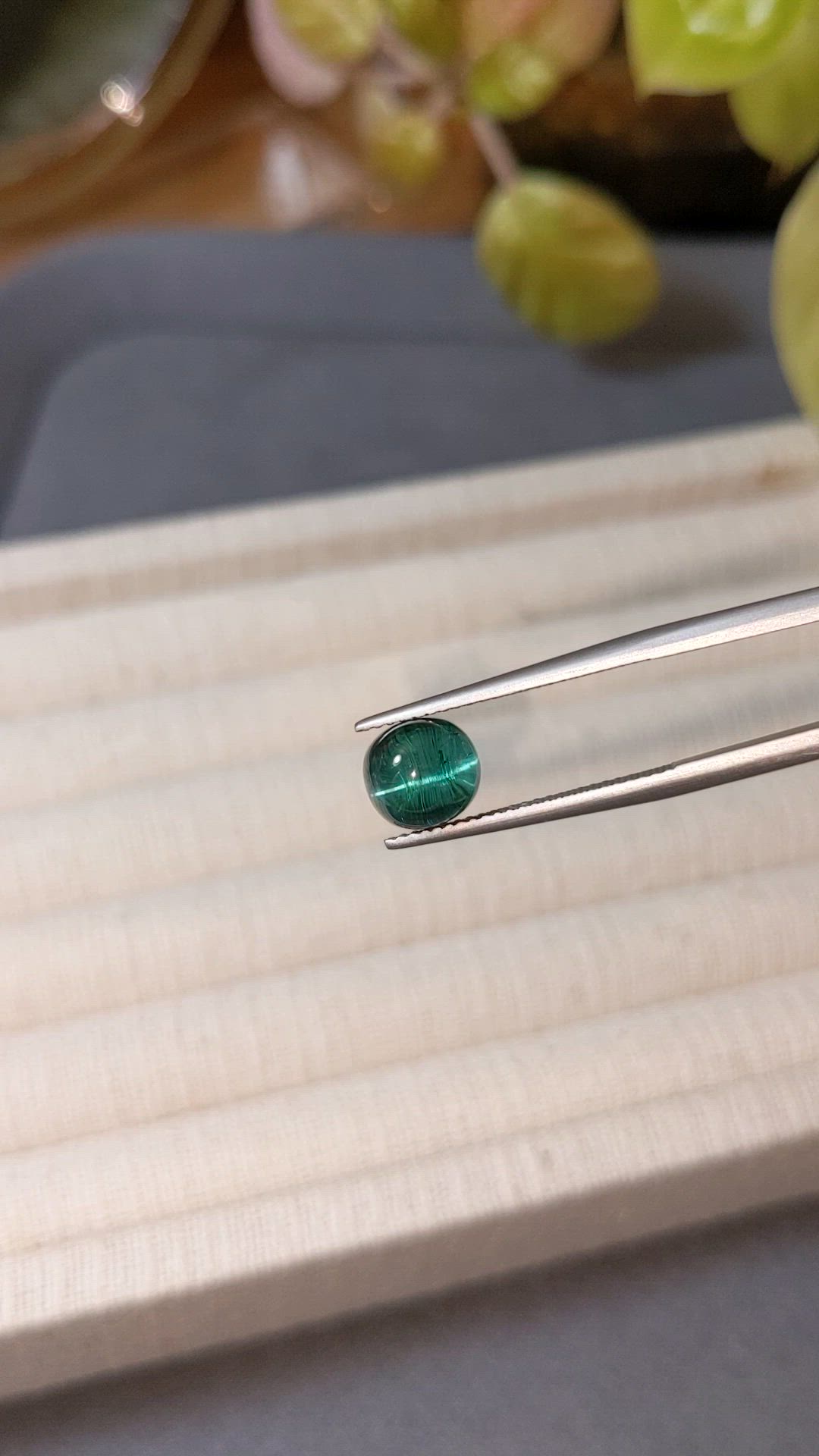 3.16 Ct. Bluish Green Cabochon Tourmaline from Brazil Size Video