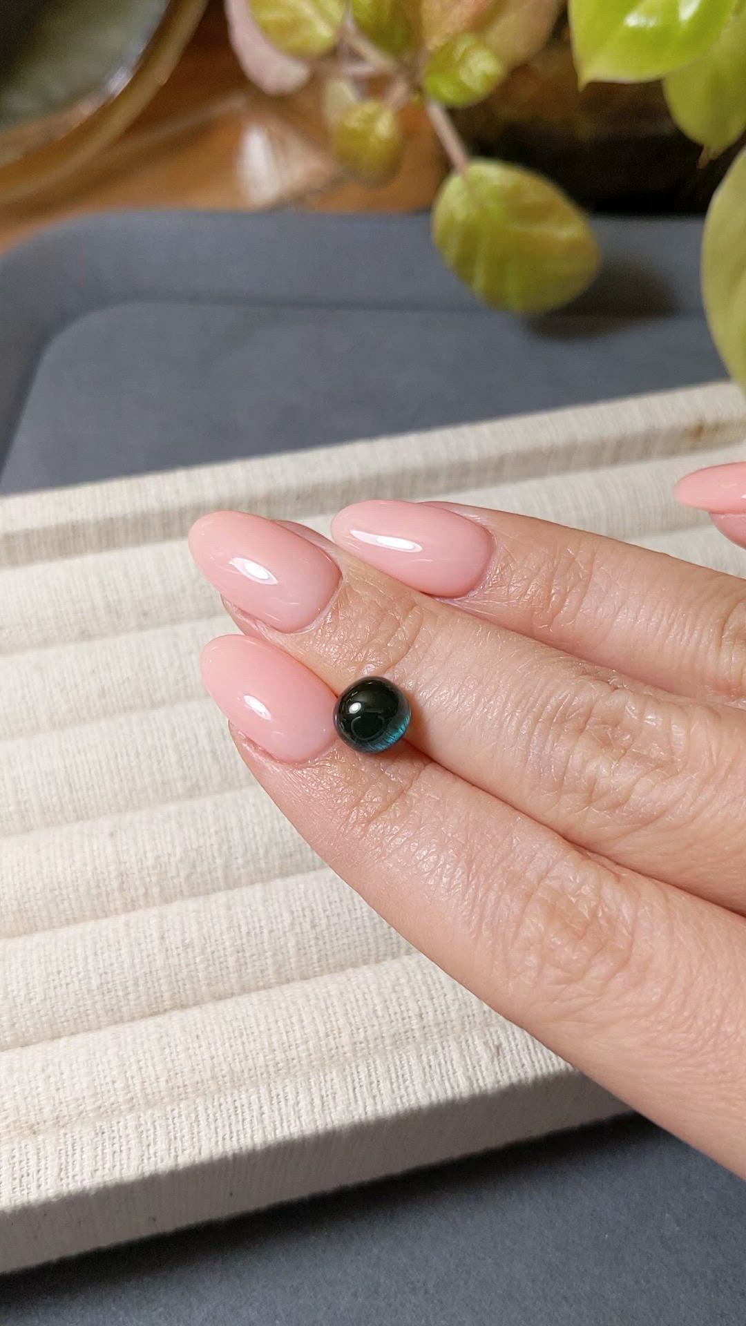 3.16 Ct. Bluish Green Cabochon Tourmaline from Brazil Size Video