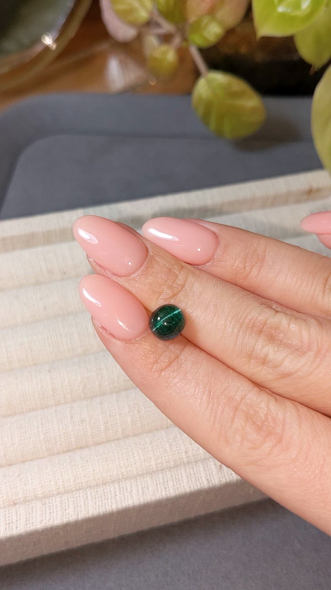 3.16 Ct. Bluish Green Cabochon Tourmaline from Brazil Size Video