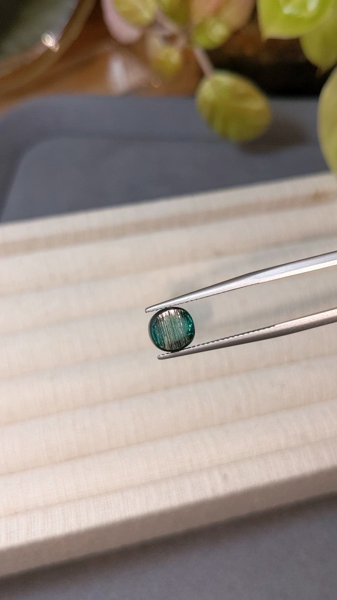 3.16 Ct. Bluish Green Cabochon Tourmaline from Brazil Size Video