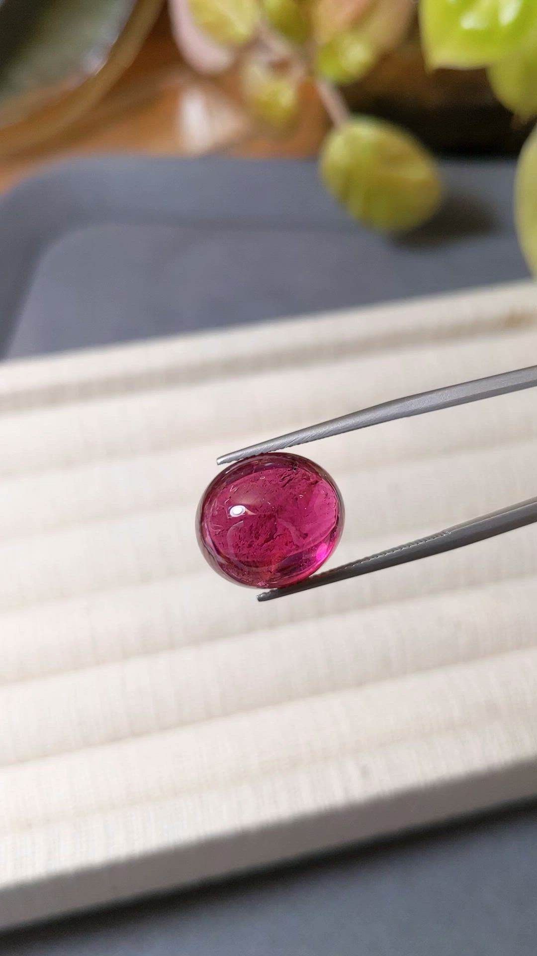13.33 Ct. Purplish Red Cabochon Rubellite Tourmaline from Nigeria Size Video
