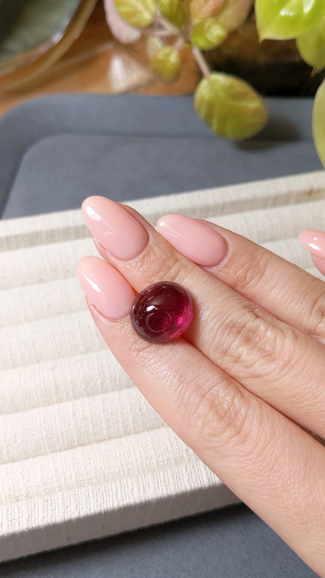 13.33 Ct. Purplish Red Cabochon Rubellite Tourmaline from Nigeria Size Video