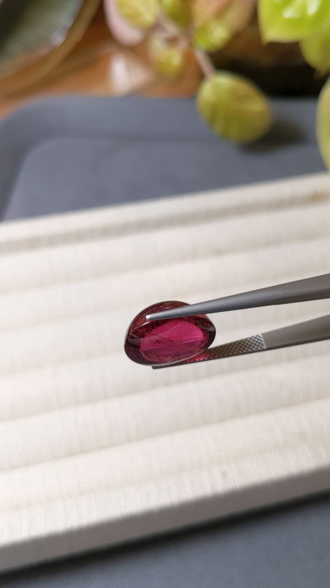 13.33 Ct. Purplish Red Cabochon Rubellite Tourmaline from Nigeria Size Video