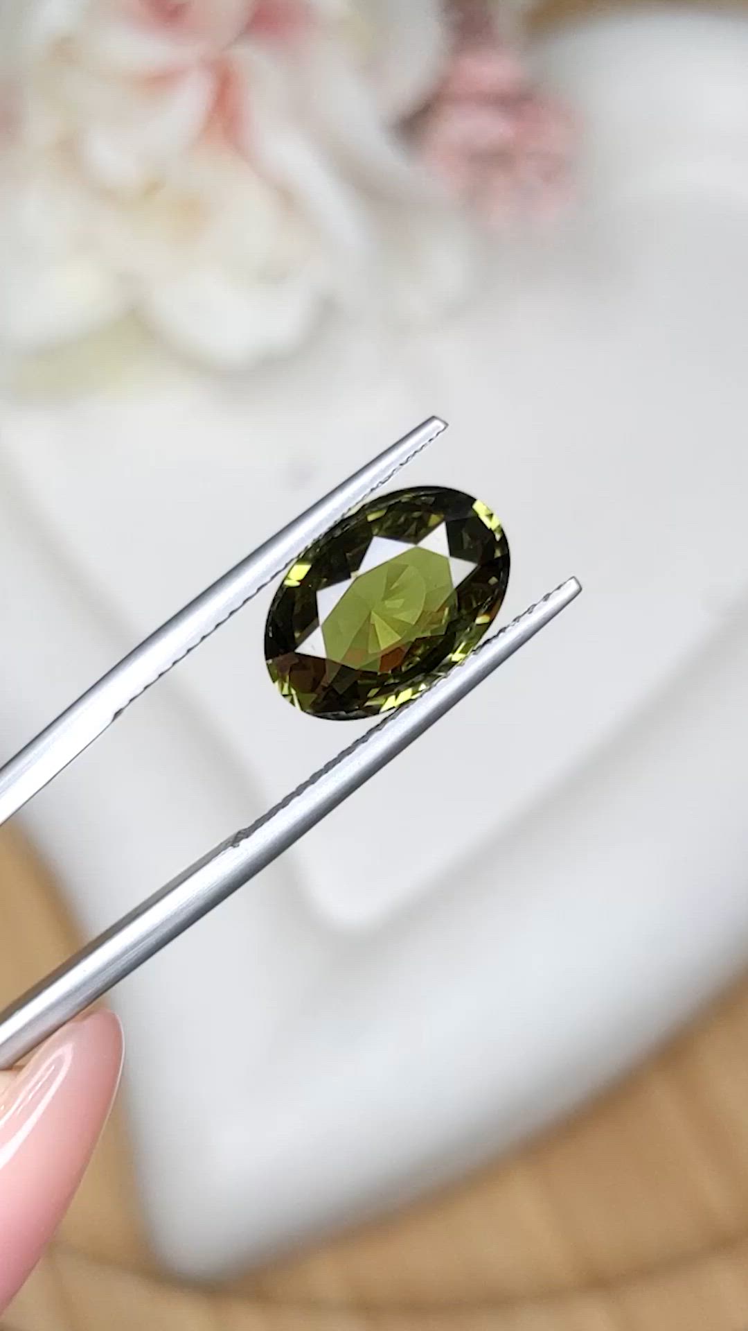 5.01 Ct. Yellowish Green Chrysoberyl from Ceylon (Sri Lanka) Size Video