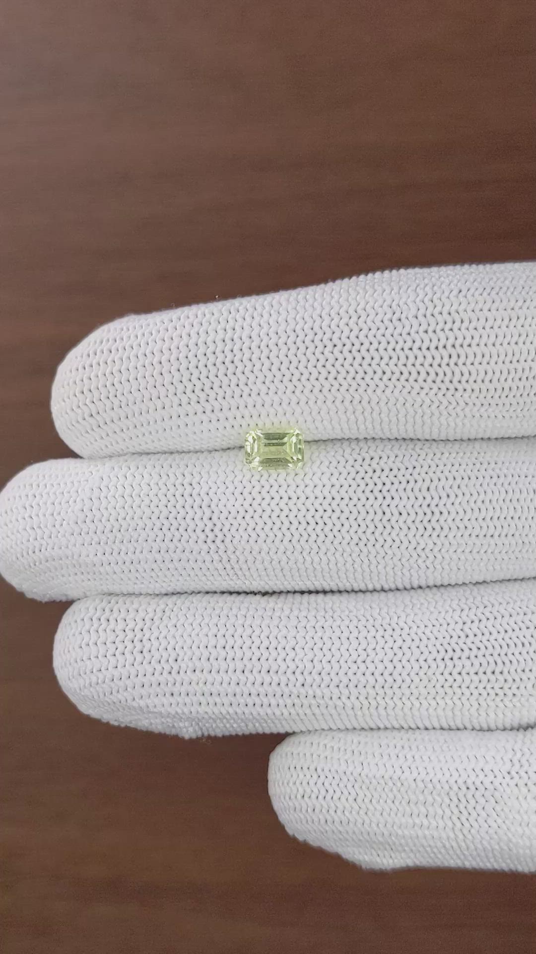 1.06 Ct. Yellowish Green Chrysoberyl from Ceylon (Sri Lanka) Size Video