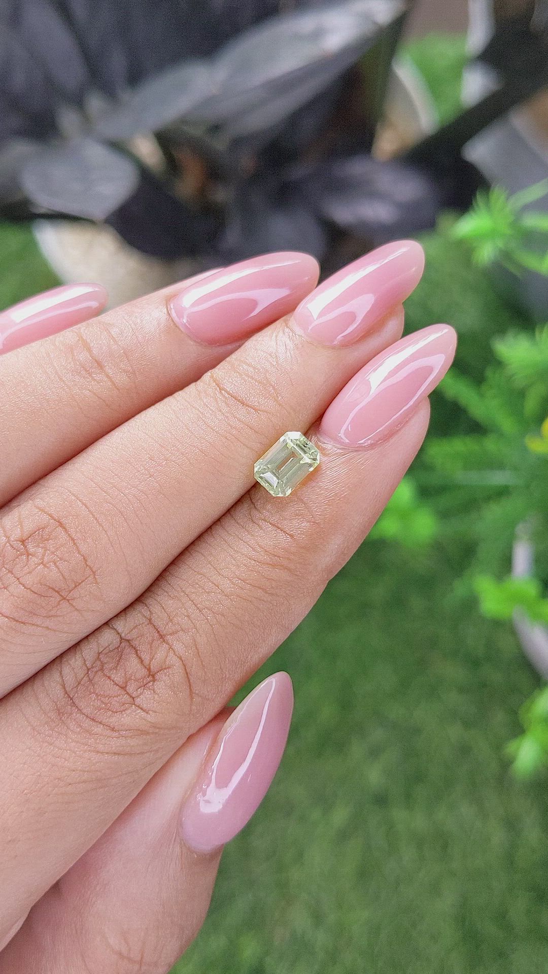 1.06 Ct. Yellowish Green Chrysoberyl from Ceylon (Sri Lanka) Size Video