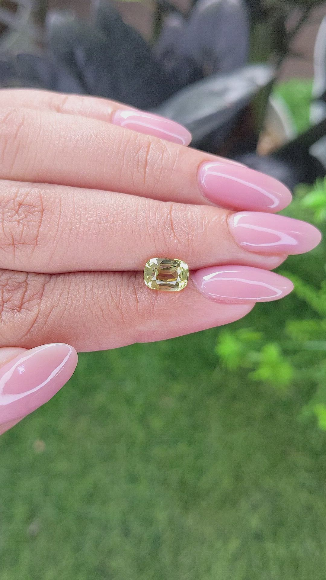 1.72 Ct. Yellowish Green Chrysoberyl from Ceylon (Sri Lanka) Size Video