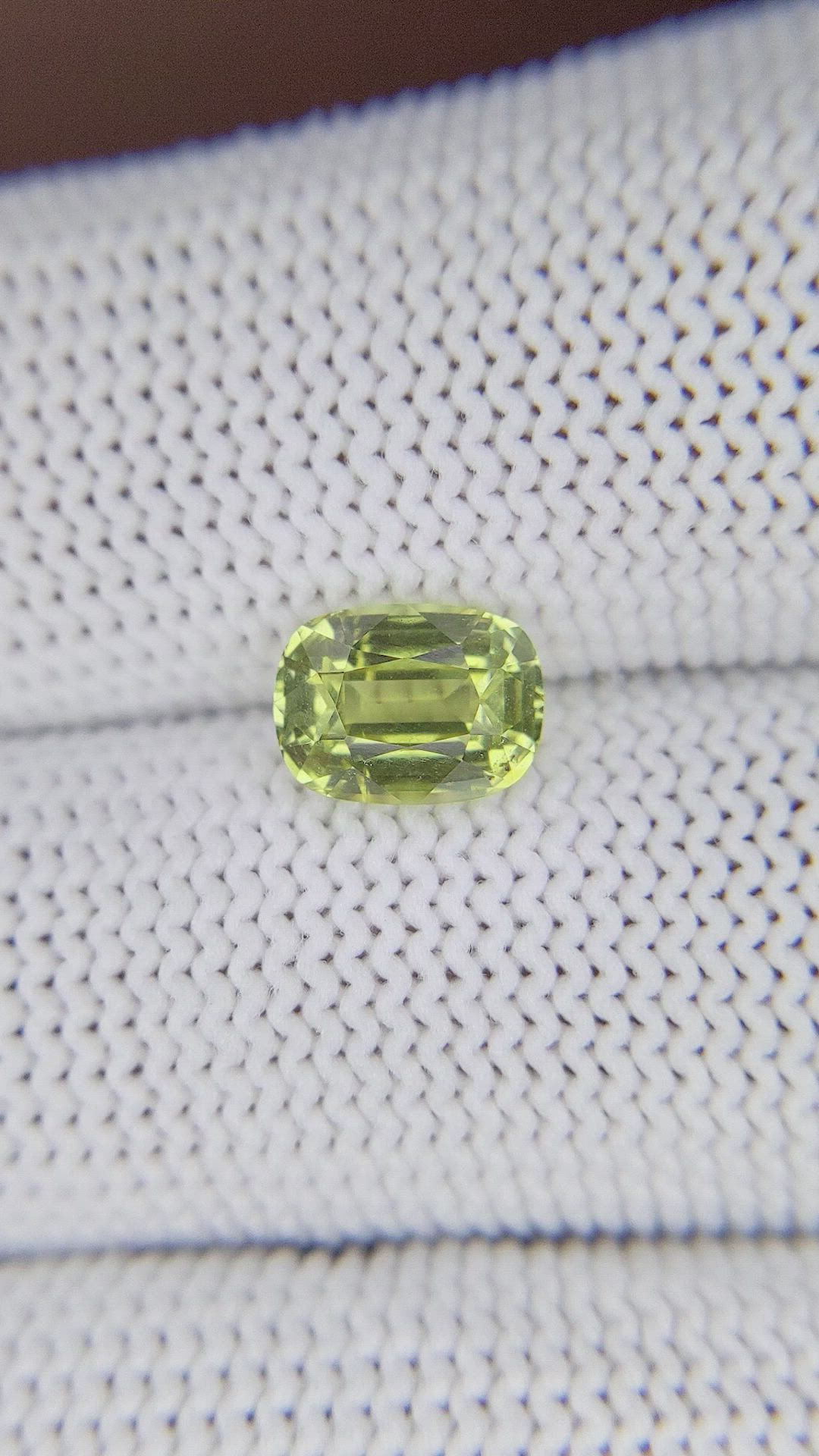 1.72 Ct. Yellowish Green Chrysoberyl from Ceylon (Sri Lanka) Size Video