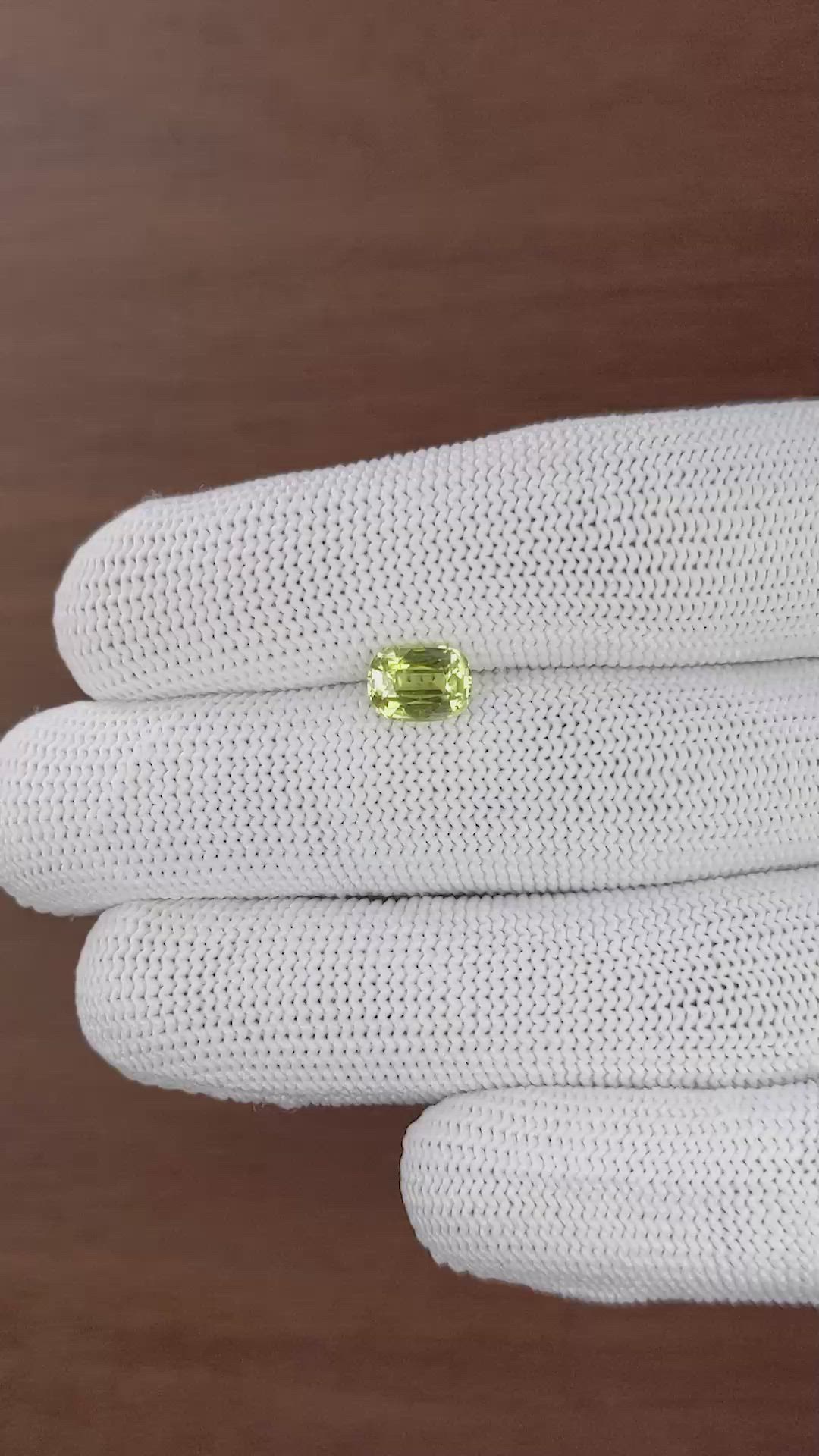 1.72 Ct. Yellowish Green Chrysoberyl from Ceylon (Sri Lanka) Size Video