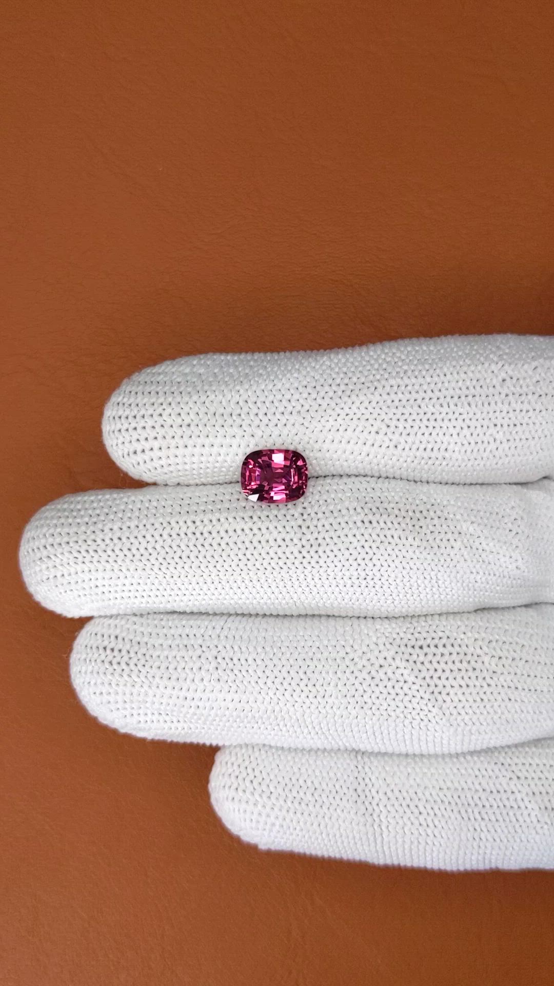 2.20 Ct. Purplish Red Rhodolite Garnet from Ceylon (Sri Lanka) Size Video