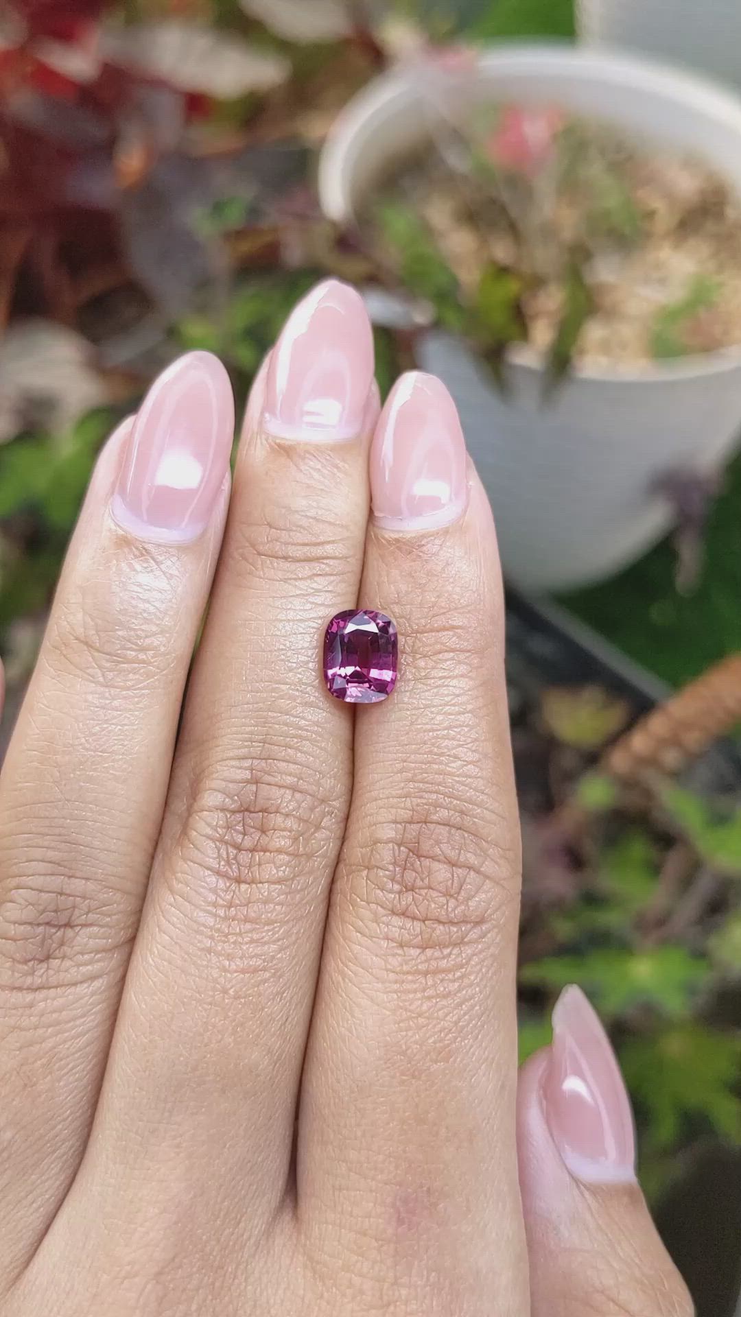 2.20 Ct. Purplish Red Rhodolite Garnet from Ceylon (Sri Lanka) Size Video